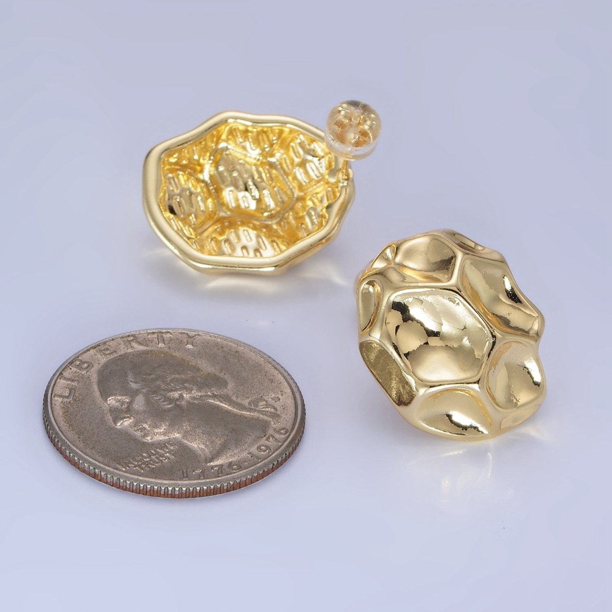 24K Gold Filled Hammered Geometric Minimalist Stud Earrings | P120