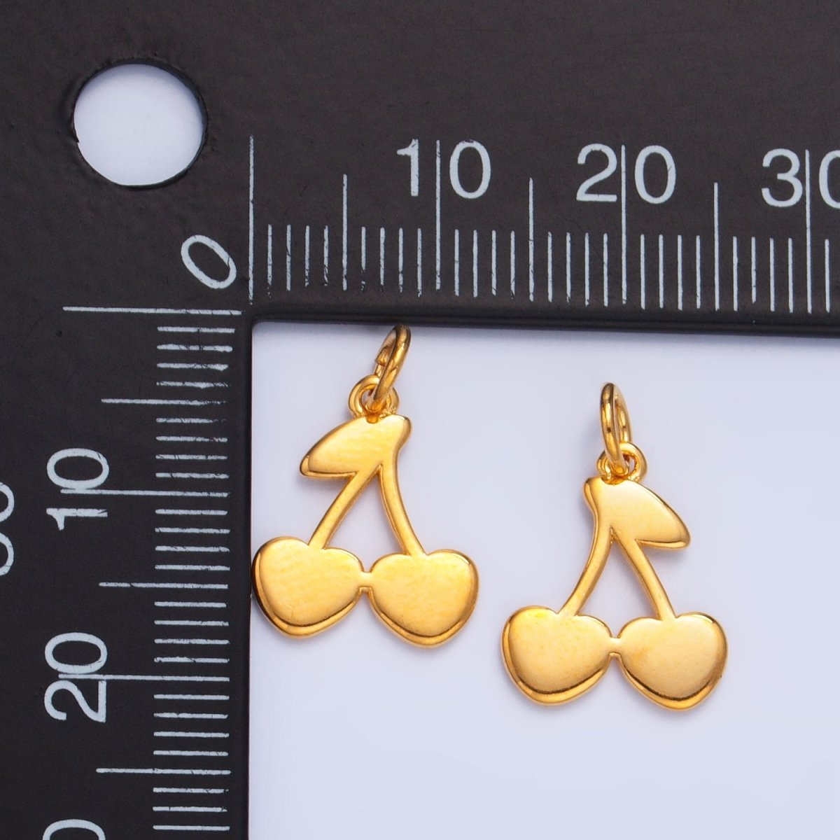 24K Gold Filled Heart Cherry Fruit Minimalist Charm | W065