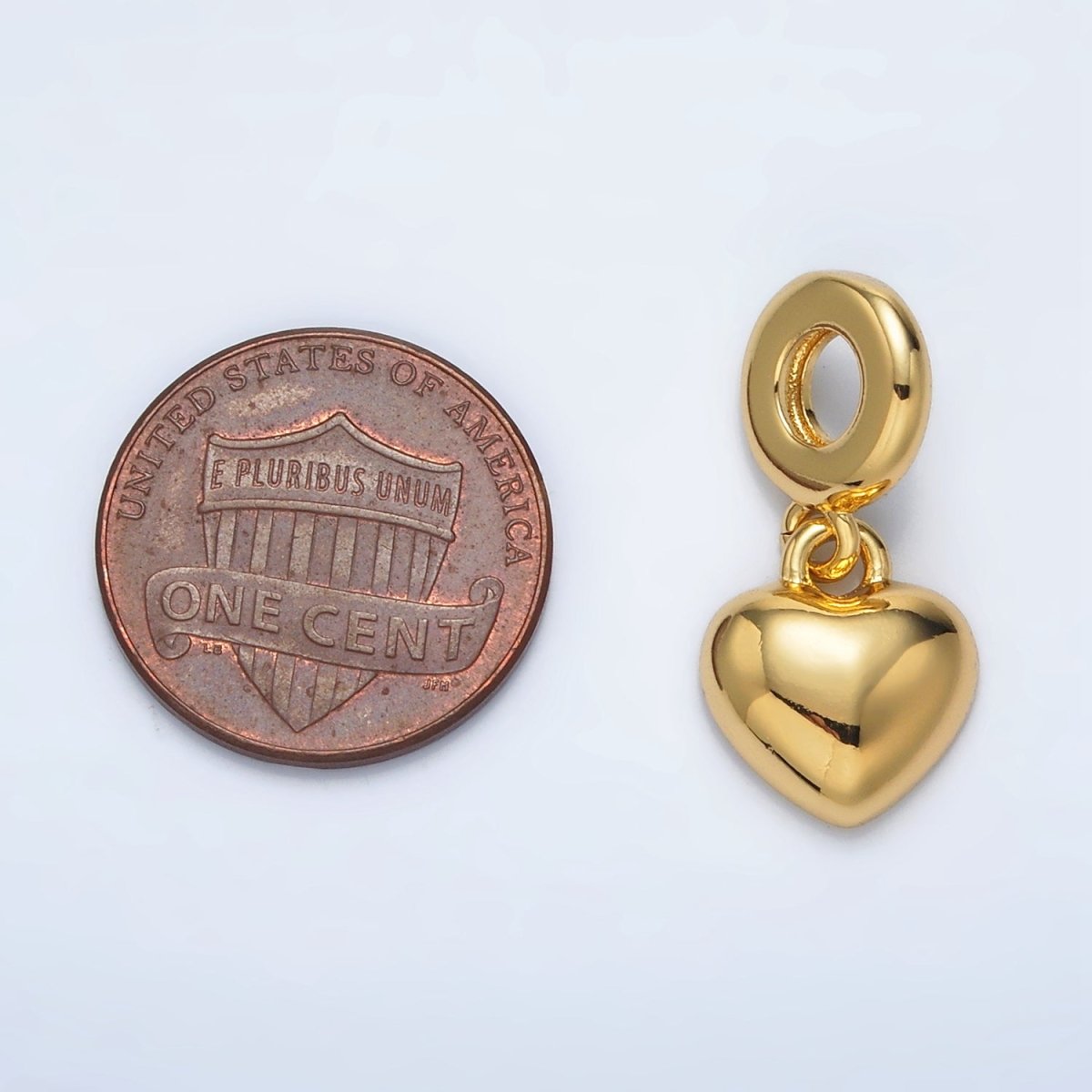 24K Gold Filled Heart Minimalist Dome Rhondelle Bail Drop Pendant | AC098