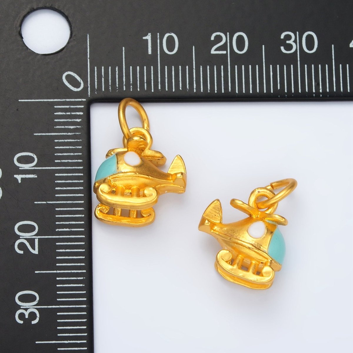 24K Gold Filled Helicopter Travel Enamel Mini Charm | M153
