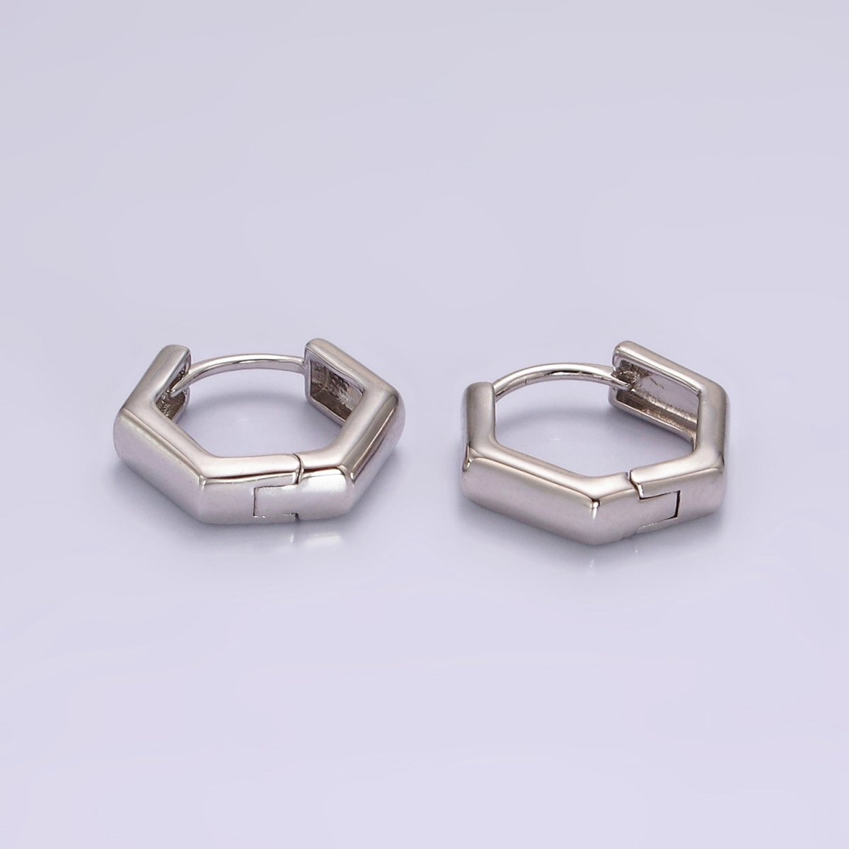 24K Gold Filled Hexagon Huggie Hoop Earrings Q-215