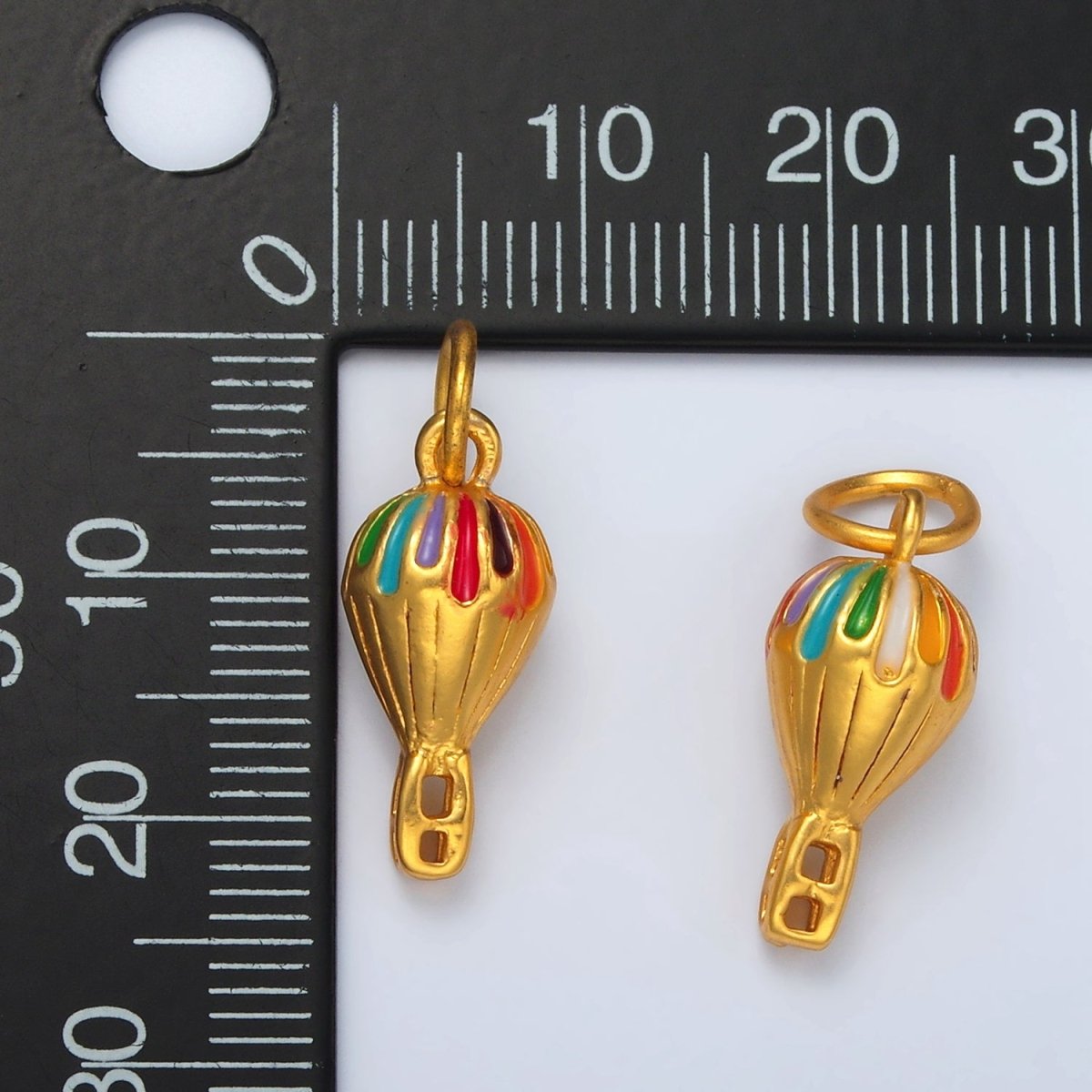 24K Gold Filled Hot Air Balloon Small Enamel Charm | M149