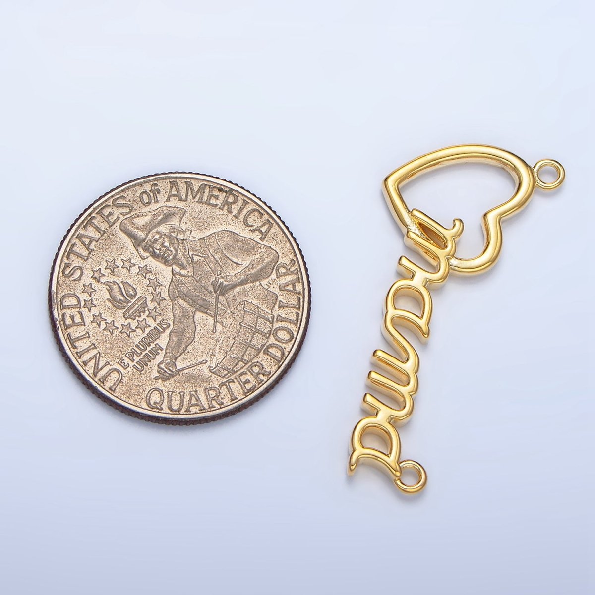 24K Gold Filled "MAMA" Heart Script Minimalist Connector | F526
