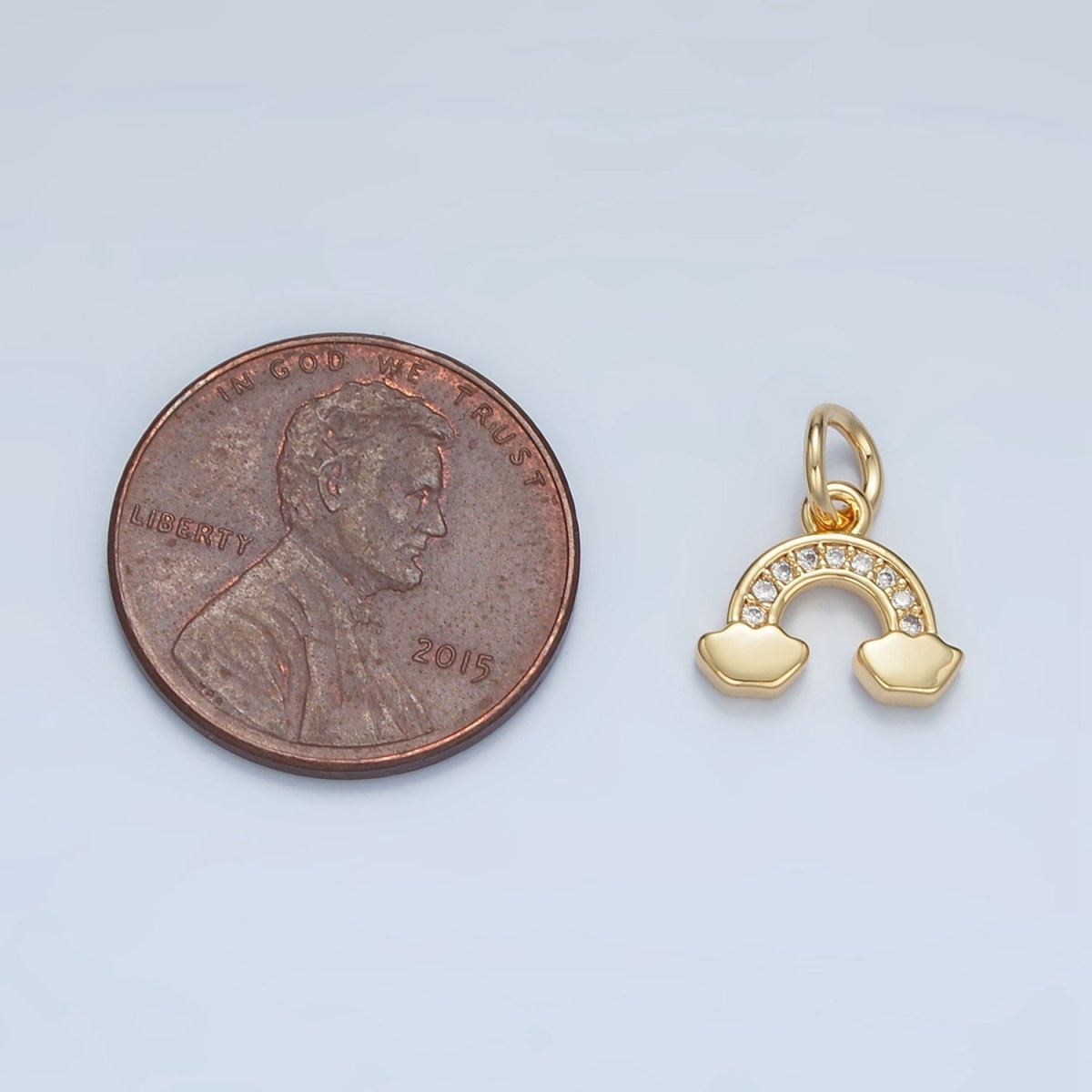 24K Gold Filled Micro Paved CZ Cloudy Rainbow Charm | E850