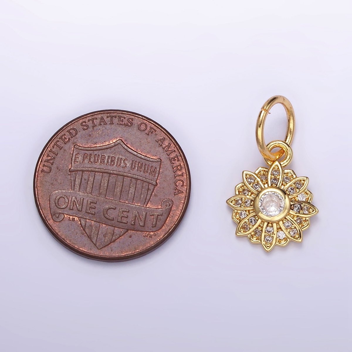 24K Gold Filled Micro Paved CZ Flower Charm | D616