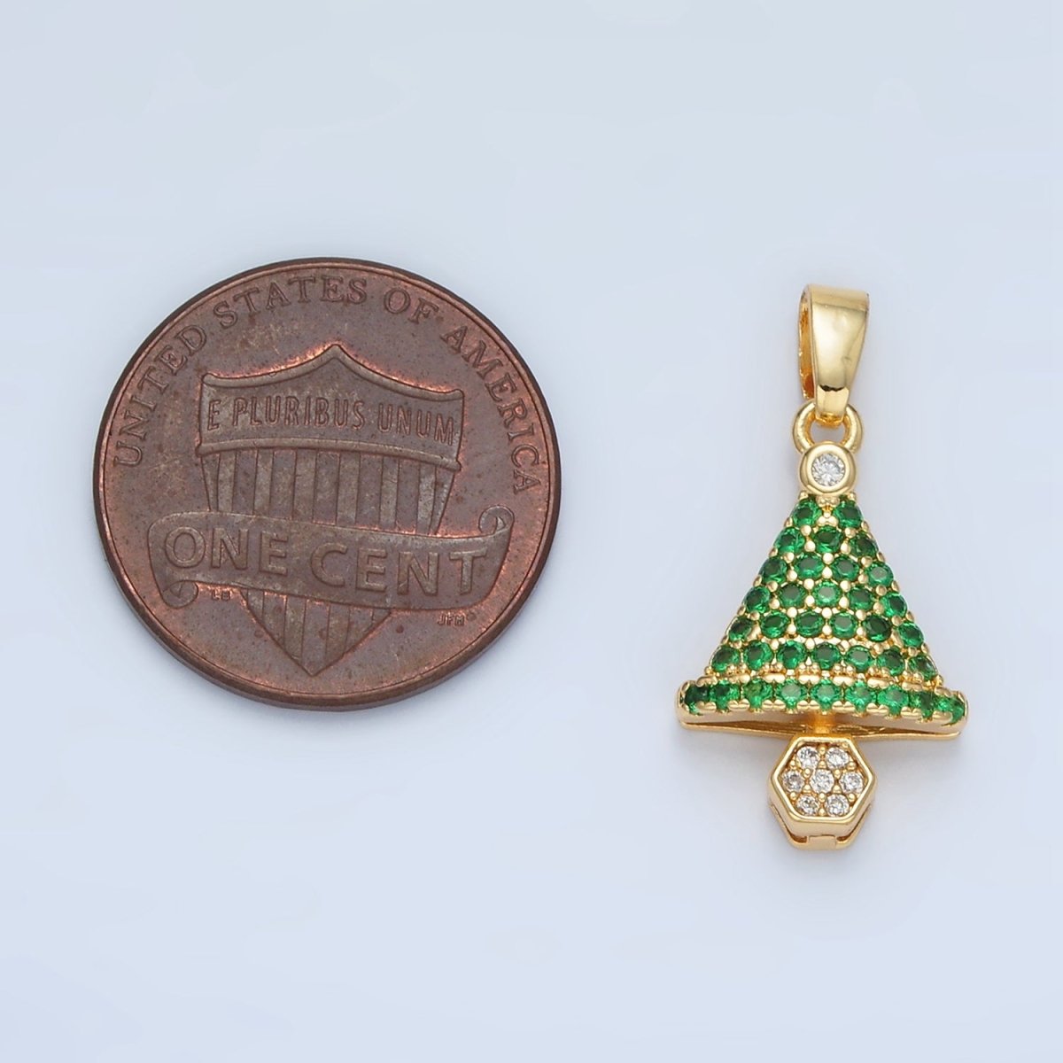 24K Gold Filled Micro Paved CZ Geometric Tree Pendant | AA888