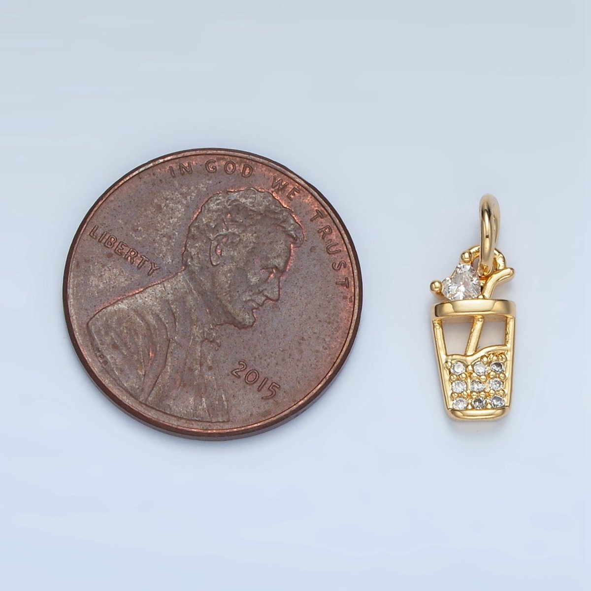 24K Gold Filled Micro Paved CZ Iced Drink Charm | E914