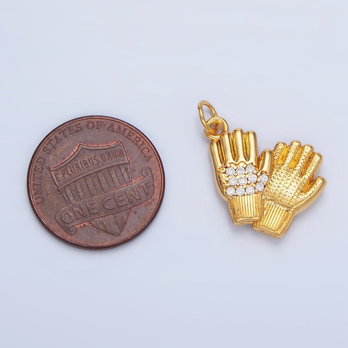 24K Gold Filled Micro Paved CZ Mittens Glove Multidimensional Charm | X614