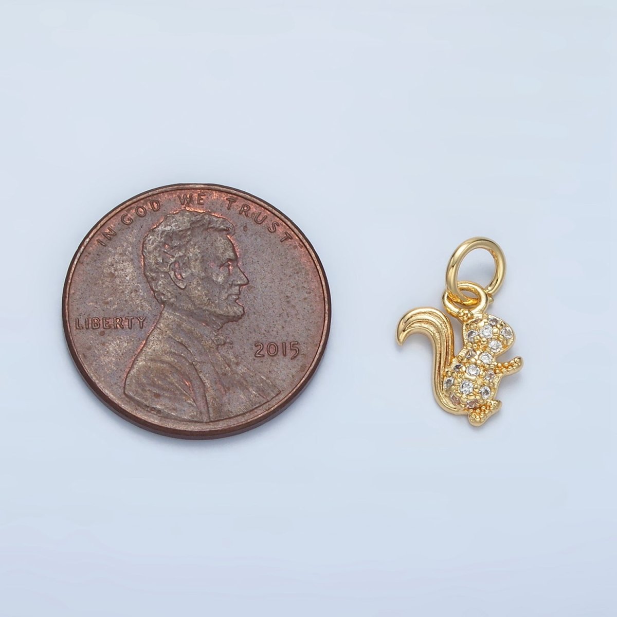 24K Gold Filled Micro Paved CZ Squirrel Rodent Animal Mini Charm | X296