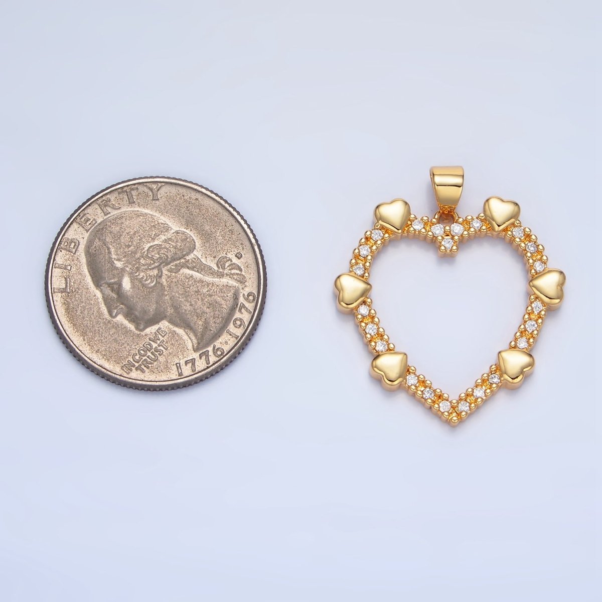 24K Gold Filled Micro Paved Multiple Open Heart Pendant | AA137