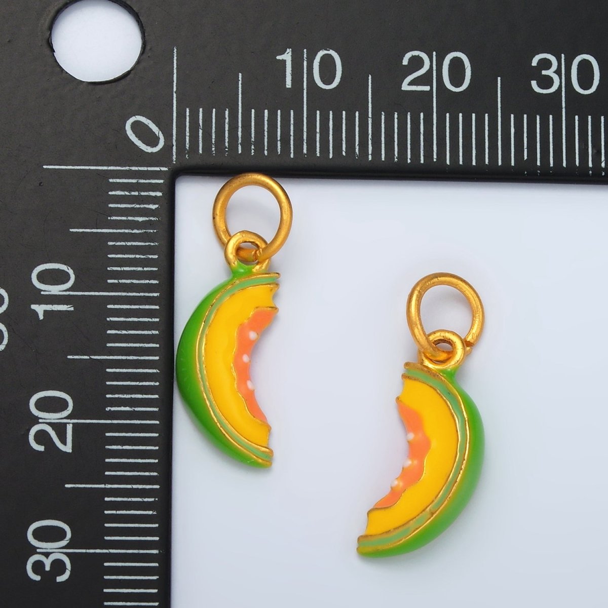 24K Gold Filled Mini Cantaloupe Fruit Enamel Charm | AG915