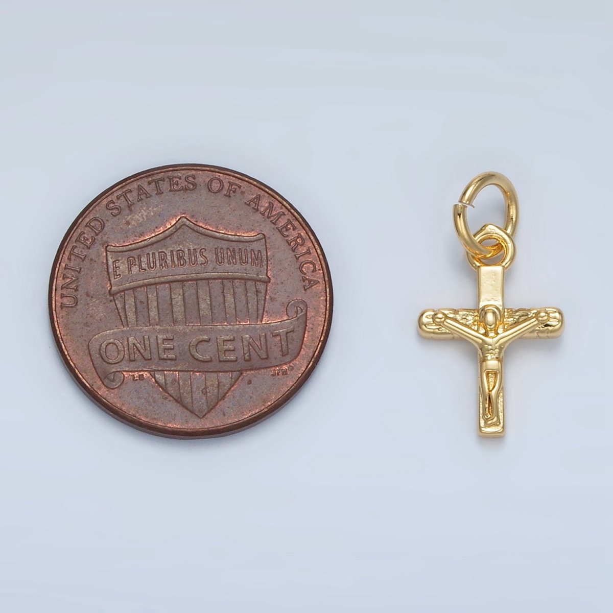 24K Gold Filled Mini Crucifix Jesus Cross Minimalist Charm | AG855
