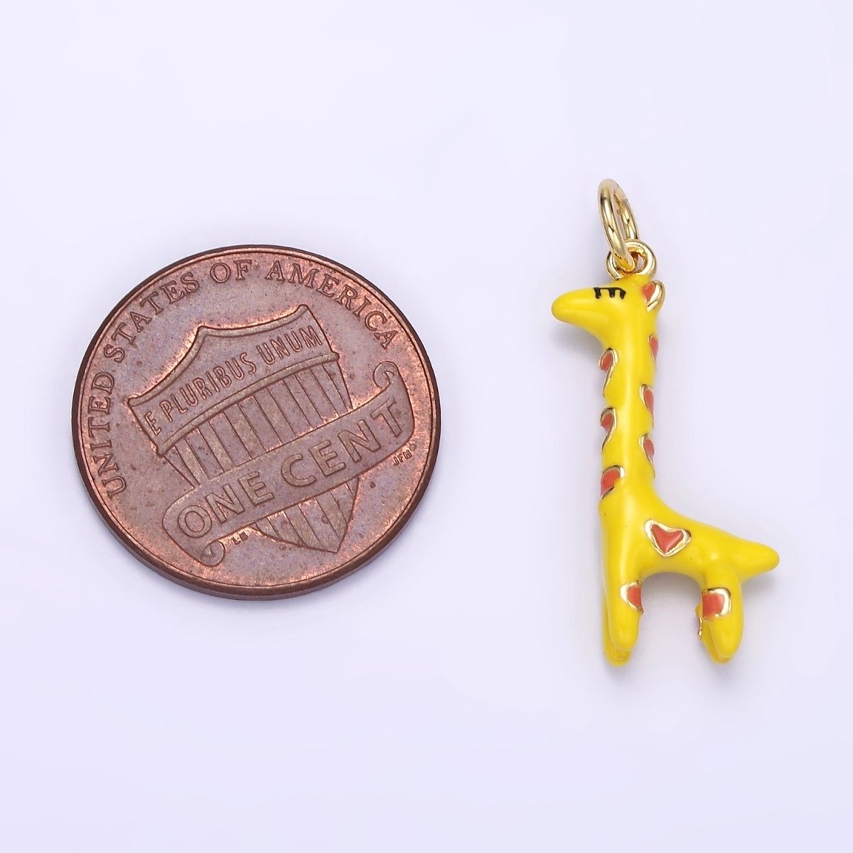 24K Gold Filled Mini Giraffe Animal Enamel Charm | C869