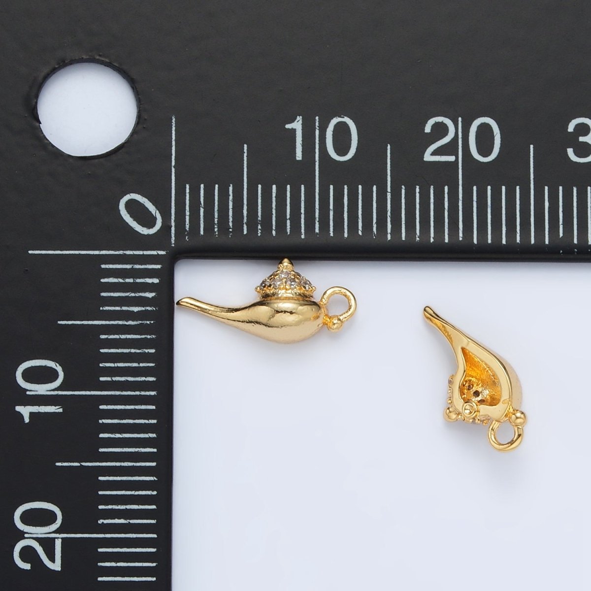 24K Gold Filled Mini Micro Paved Genie Cup Lamp Charm | AC163