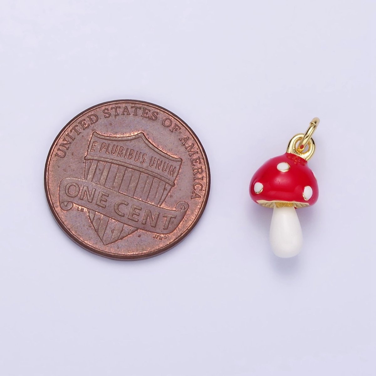 24K Gold Filled Mini Mushroom Enamel Charm | C745