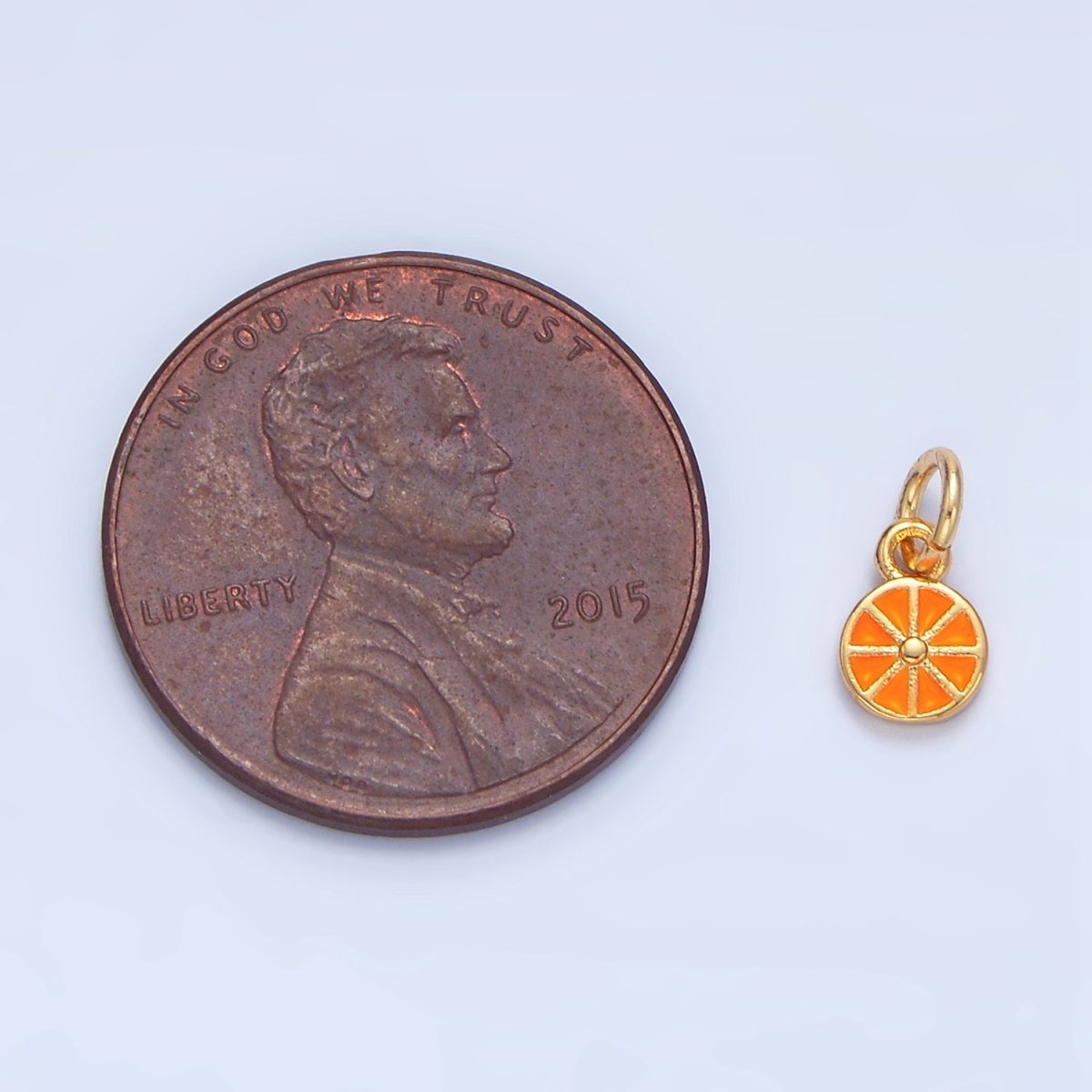 24K Gold Filled Mini Orange Fruit Slice Enamel Charm | X830