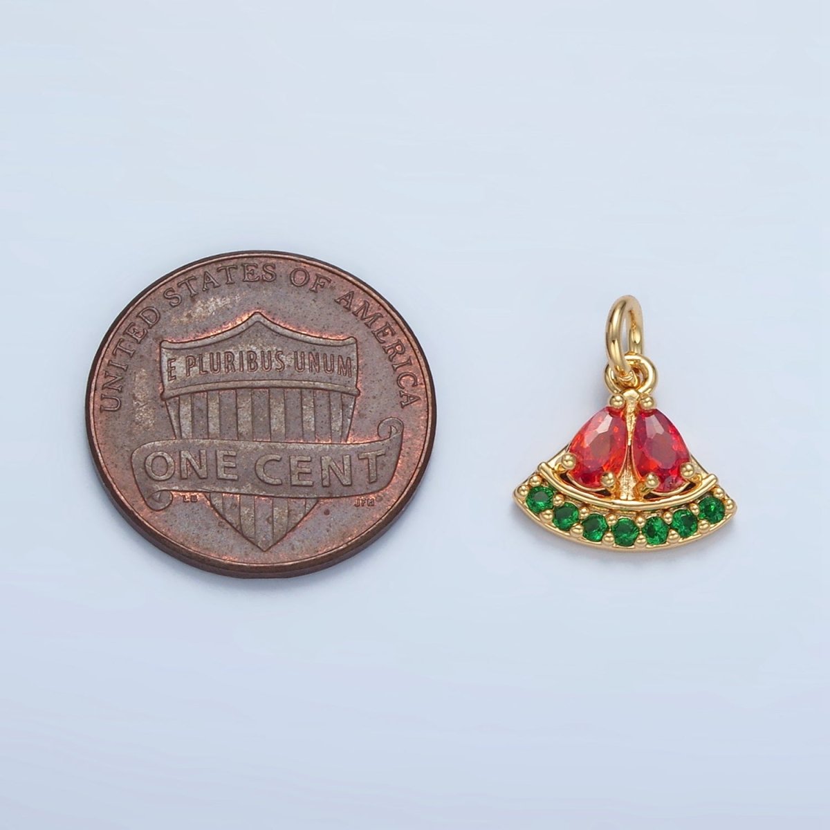 24K Gold Filled Mini Watermelon Fruit Micro Paved CZ Charm | M879