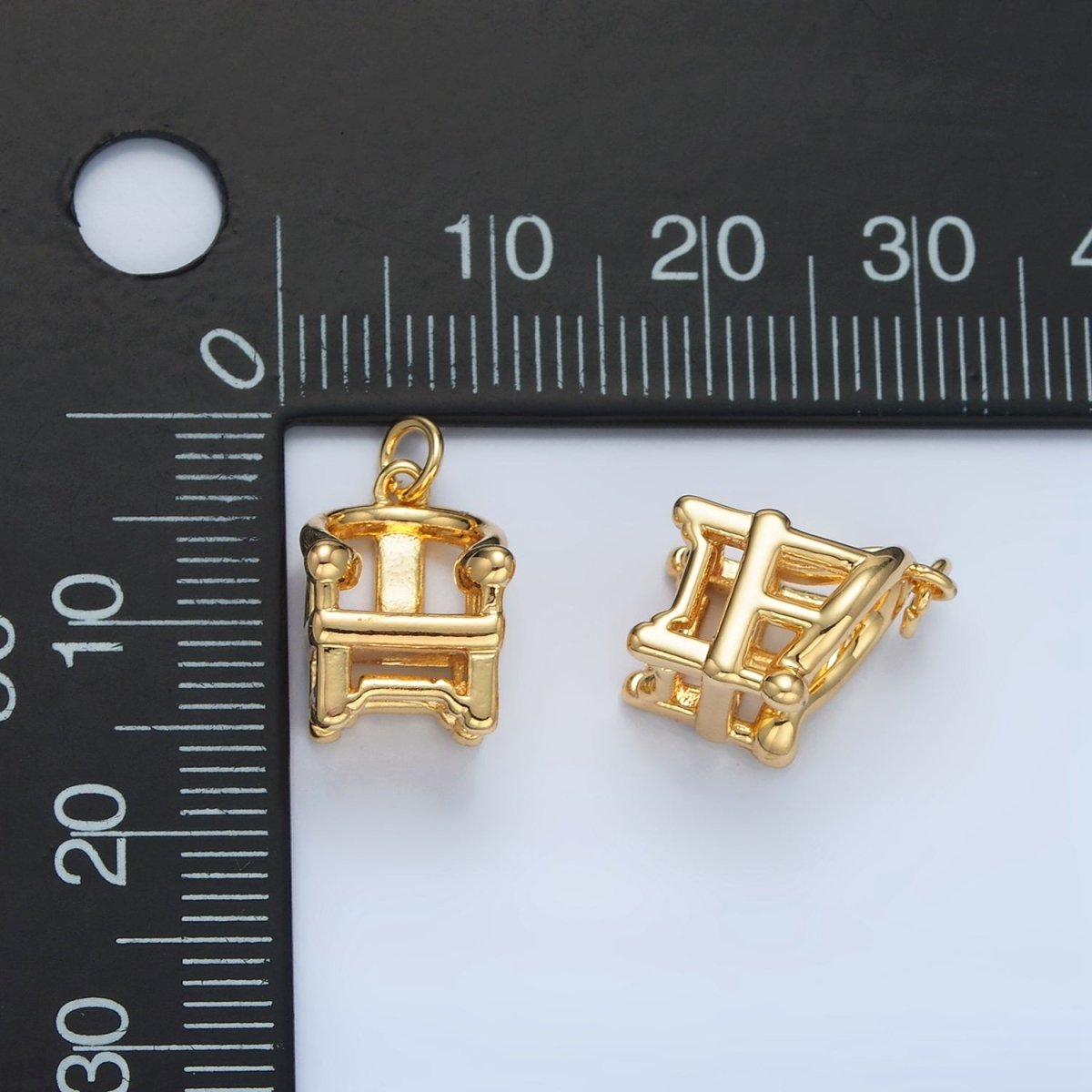 24k Gold Filled Multidimensional Minimalist Furniture Sitting Chair Charm | X-588