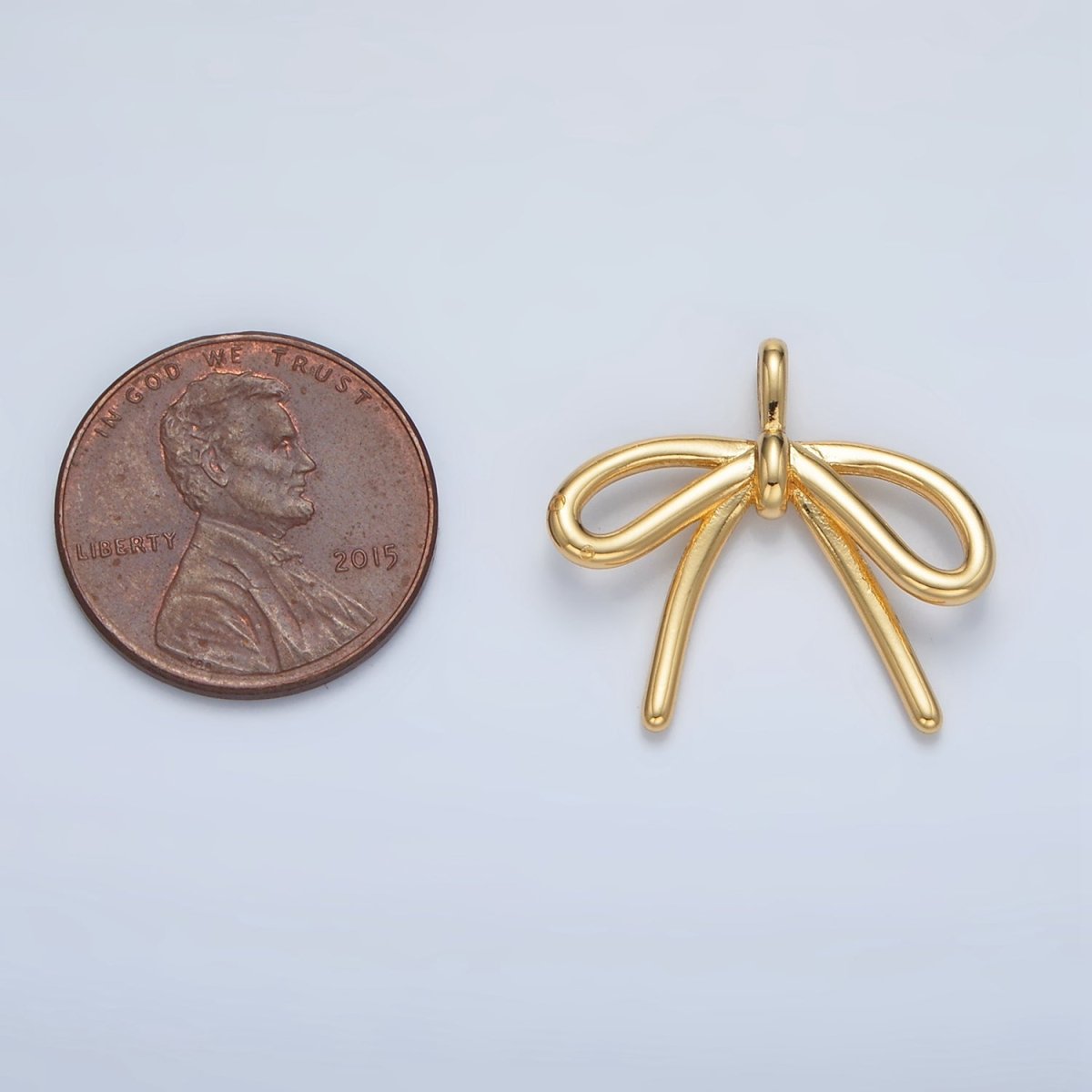 24K Gold Filled Minimalist Tied Ribbon Bow Pendant | I797