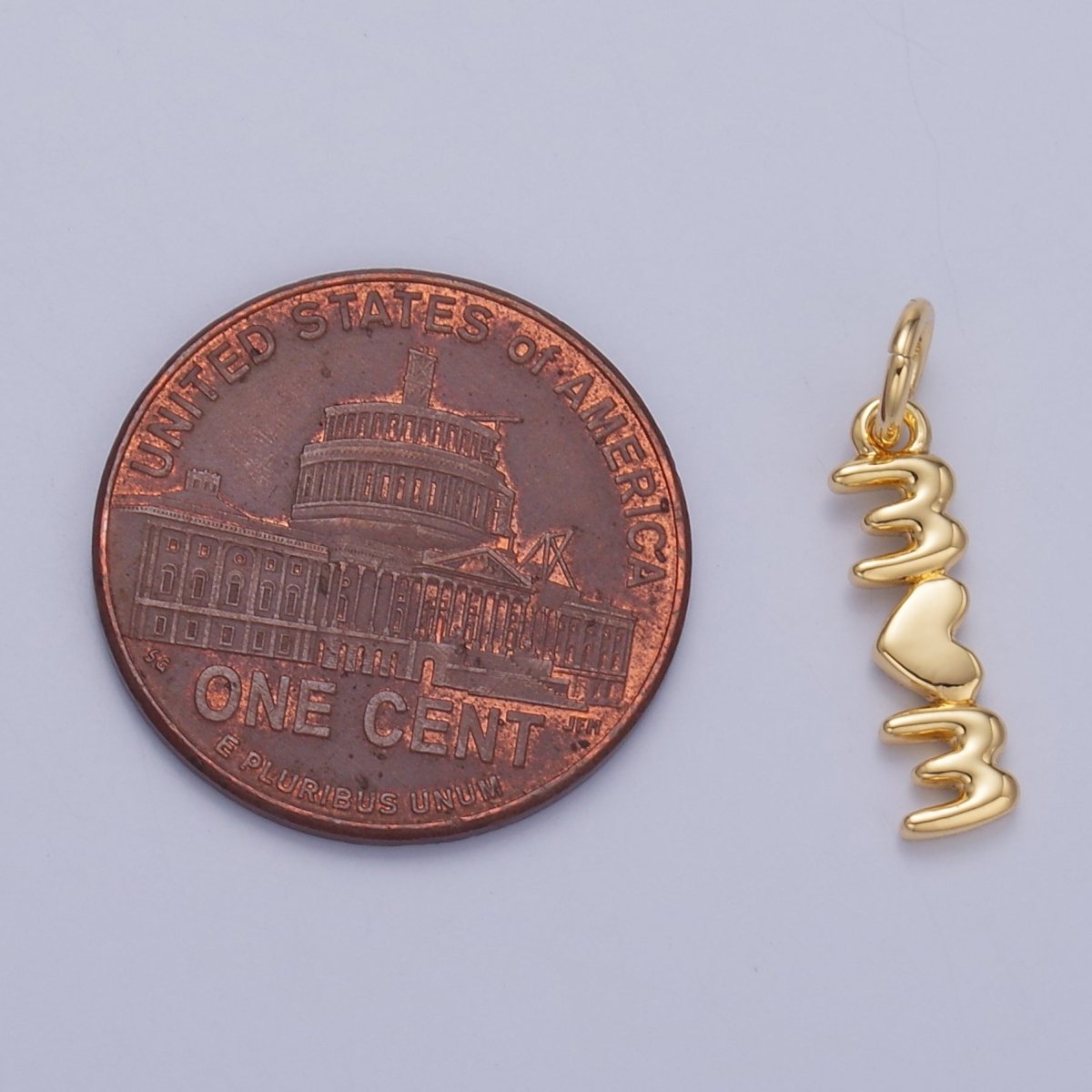 24K Gold Filled "MOM" Heart Script Charm in Gold & Silver | W789