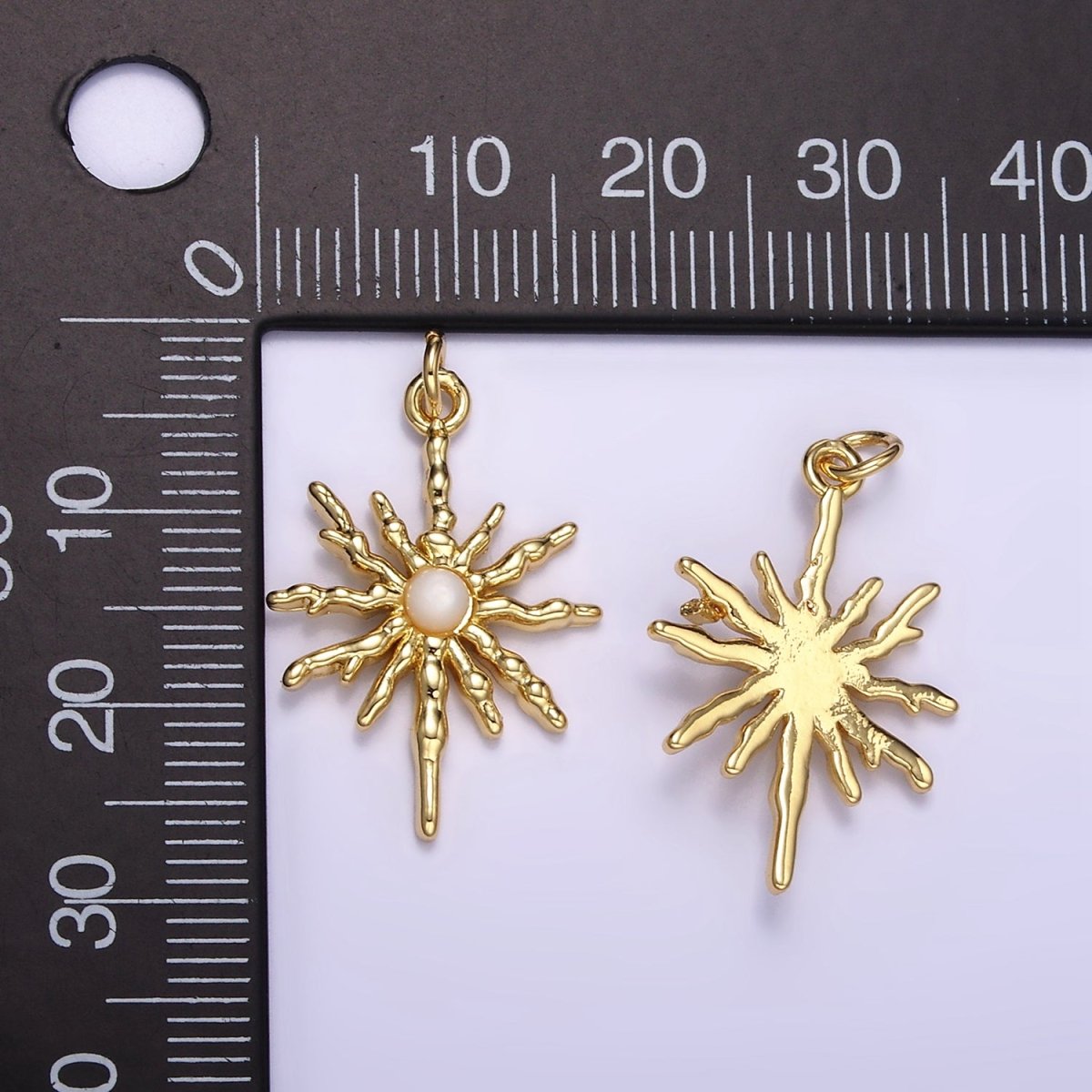 24K Gold Filled Moonstone Celestial Molten Sun Charm | M129