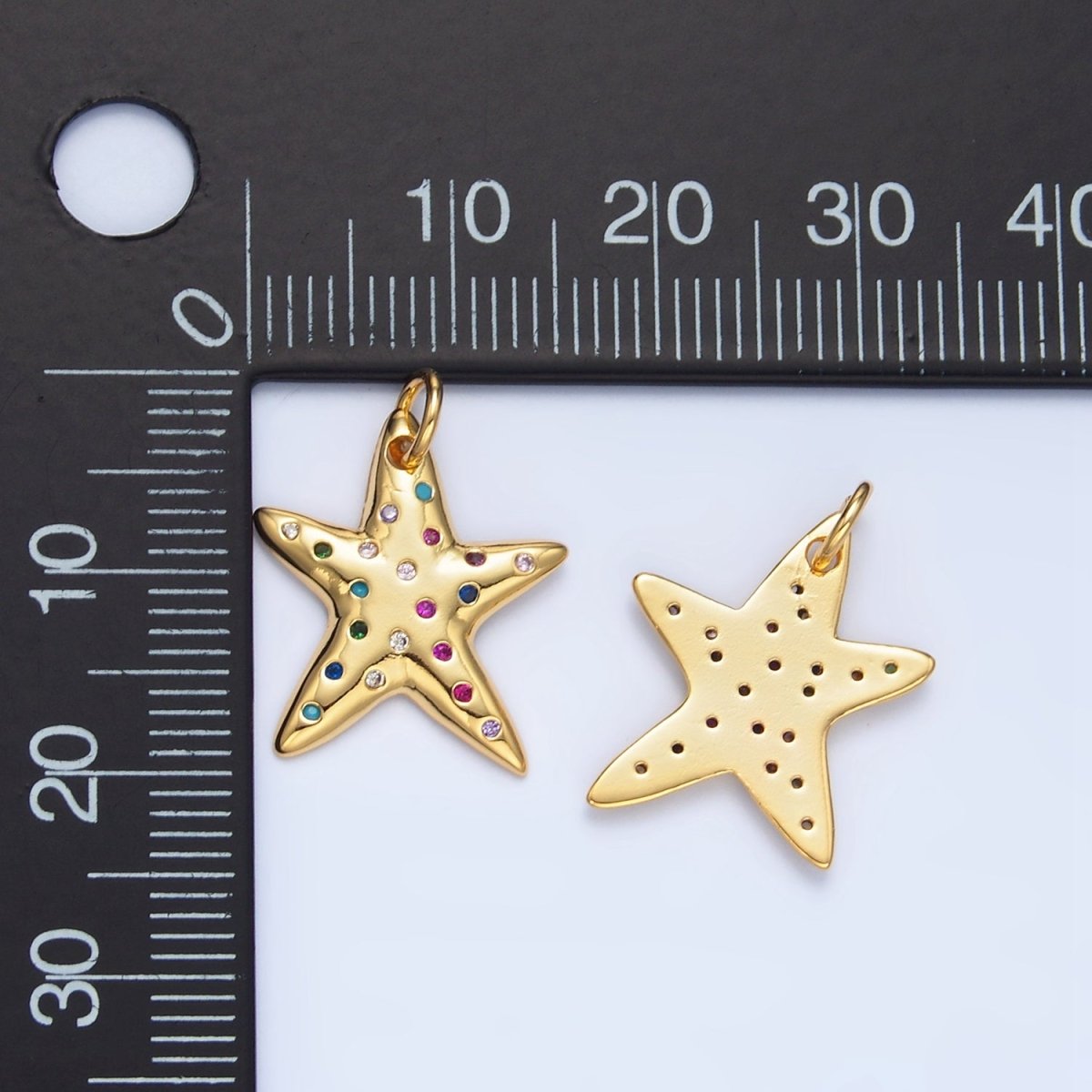 24K Gold Filled Multicolor CZ Dotted Celestial Star Charm | X608