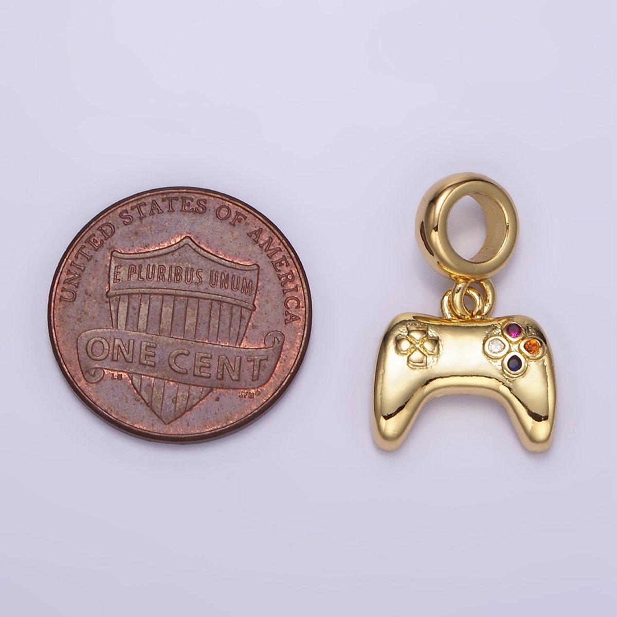 24K Gold Filled Multicolor CZ Game Console Controller Rhondelle Bail Pendant | M121