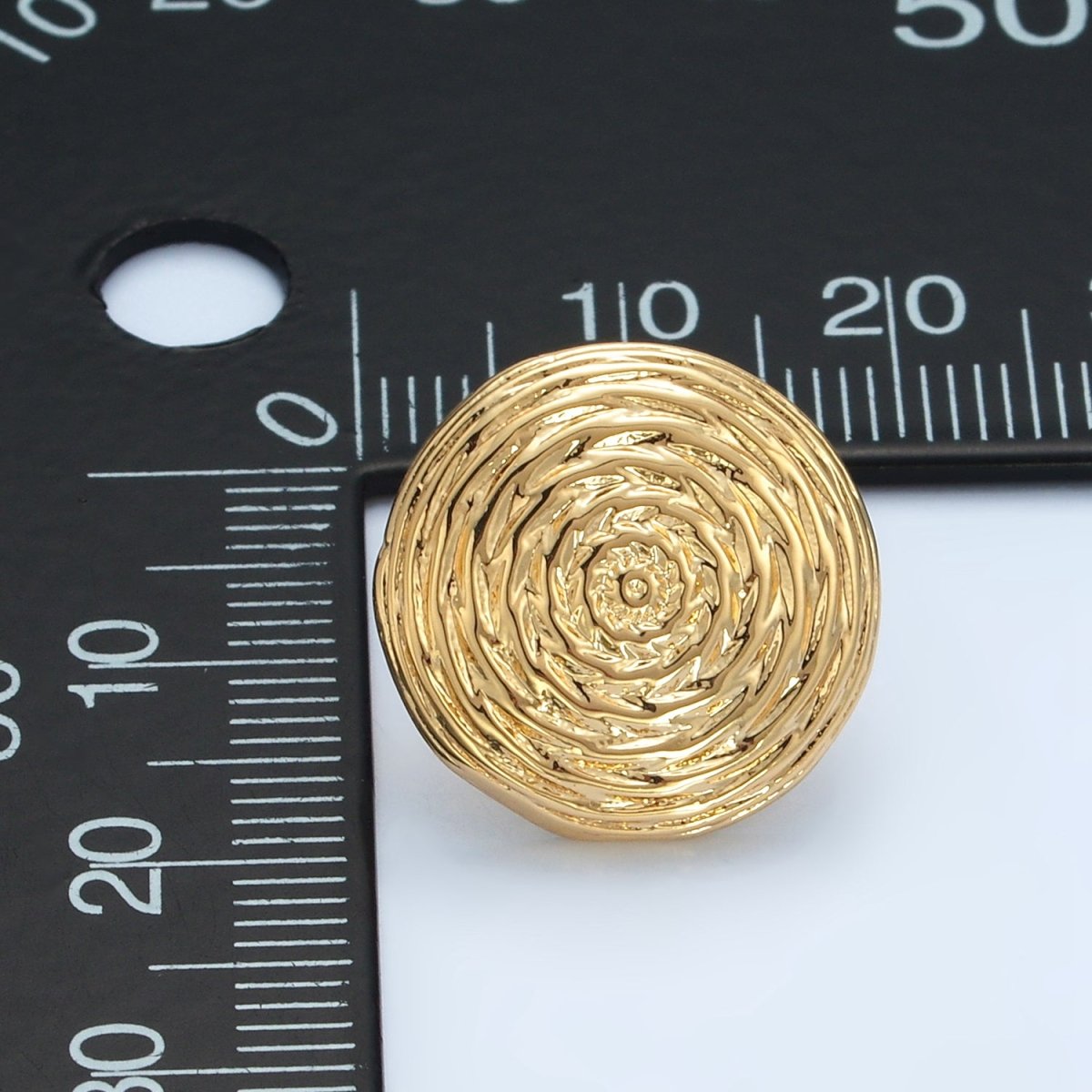24K Gold Filled Multiple Edged Line Circular Round Stud Earrings | AD634