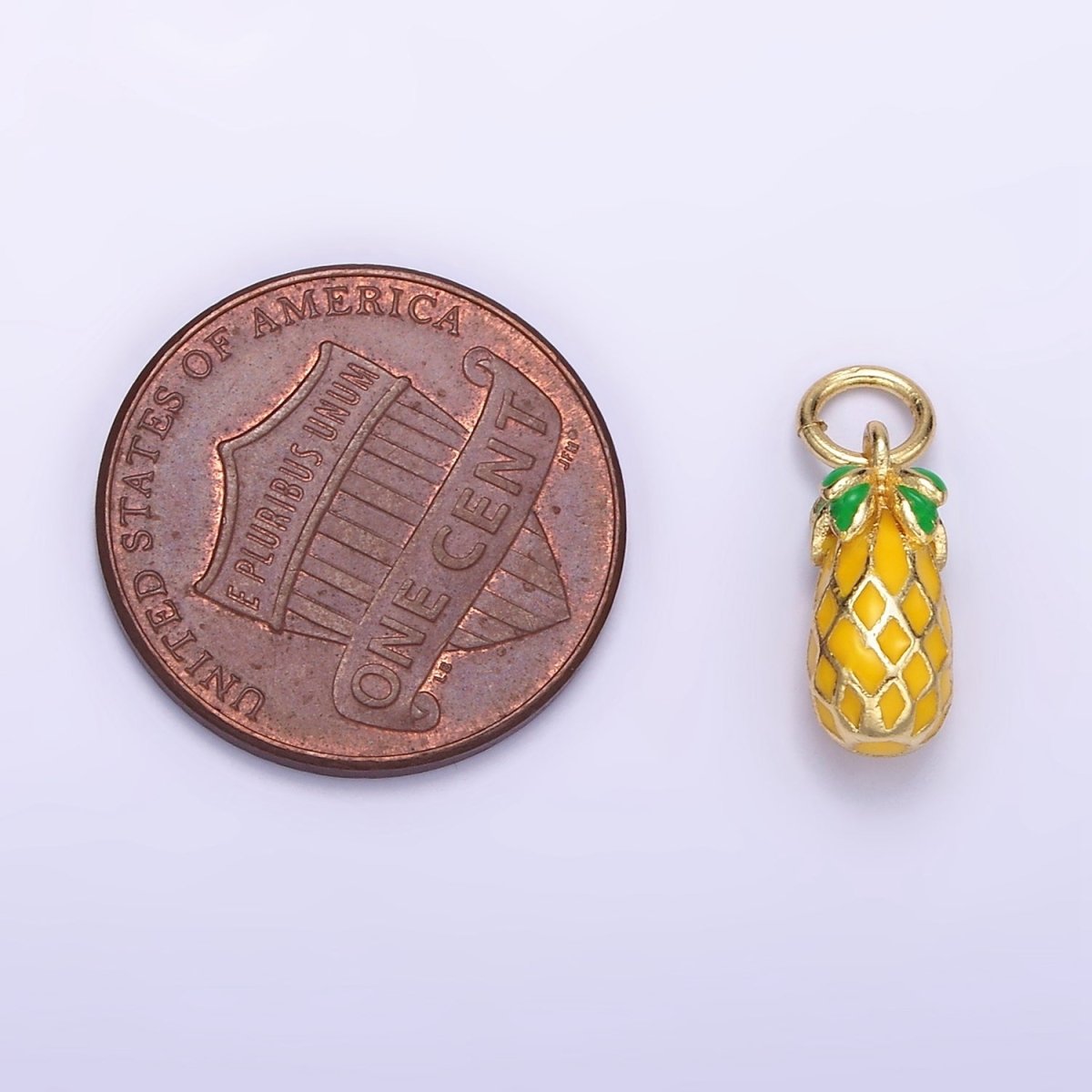24K Gold Filled Pineapple Fruit Enamel Charm | C743