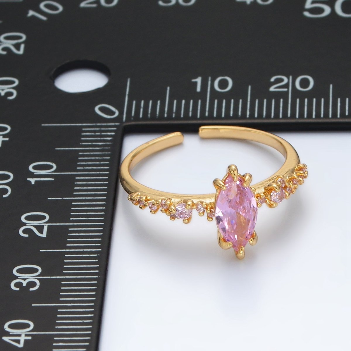 24K Gold Filled Pink Marquise CZ Solitaire Ring | U318