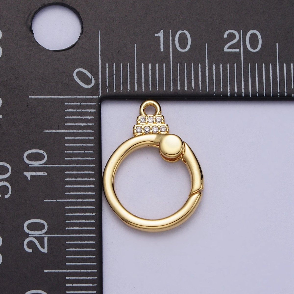 24K Gold Filled Push Gate Micro Paved CZ Minimalist Clasps Closure Finding | Z029