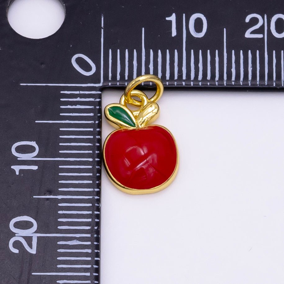 24K Gold Filled Red Apple Fruit Charm D-928