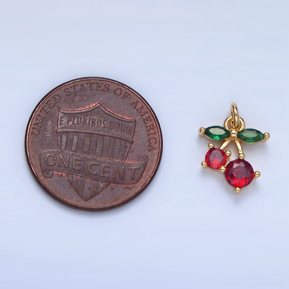 24K Gold Filled Red CZ Cherry Fruit Mini Charm | X849