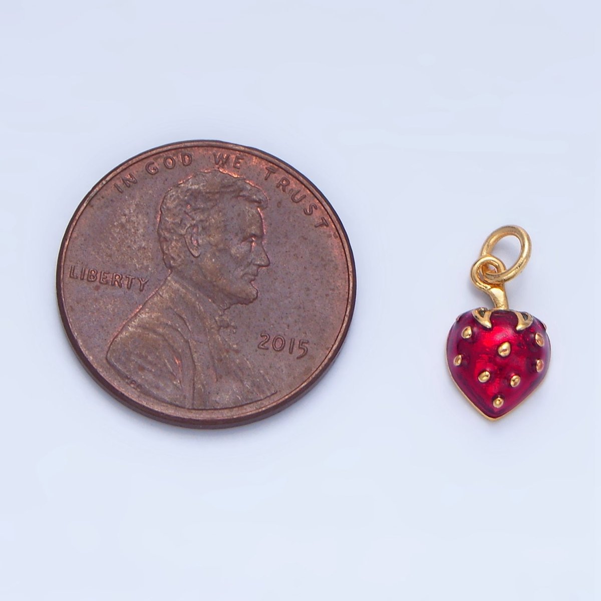 24K Gold Filled Red Strawberry Fruit Enamel Charm | X827
