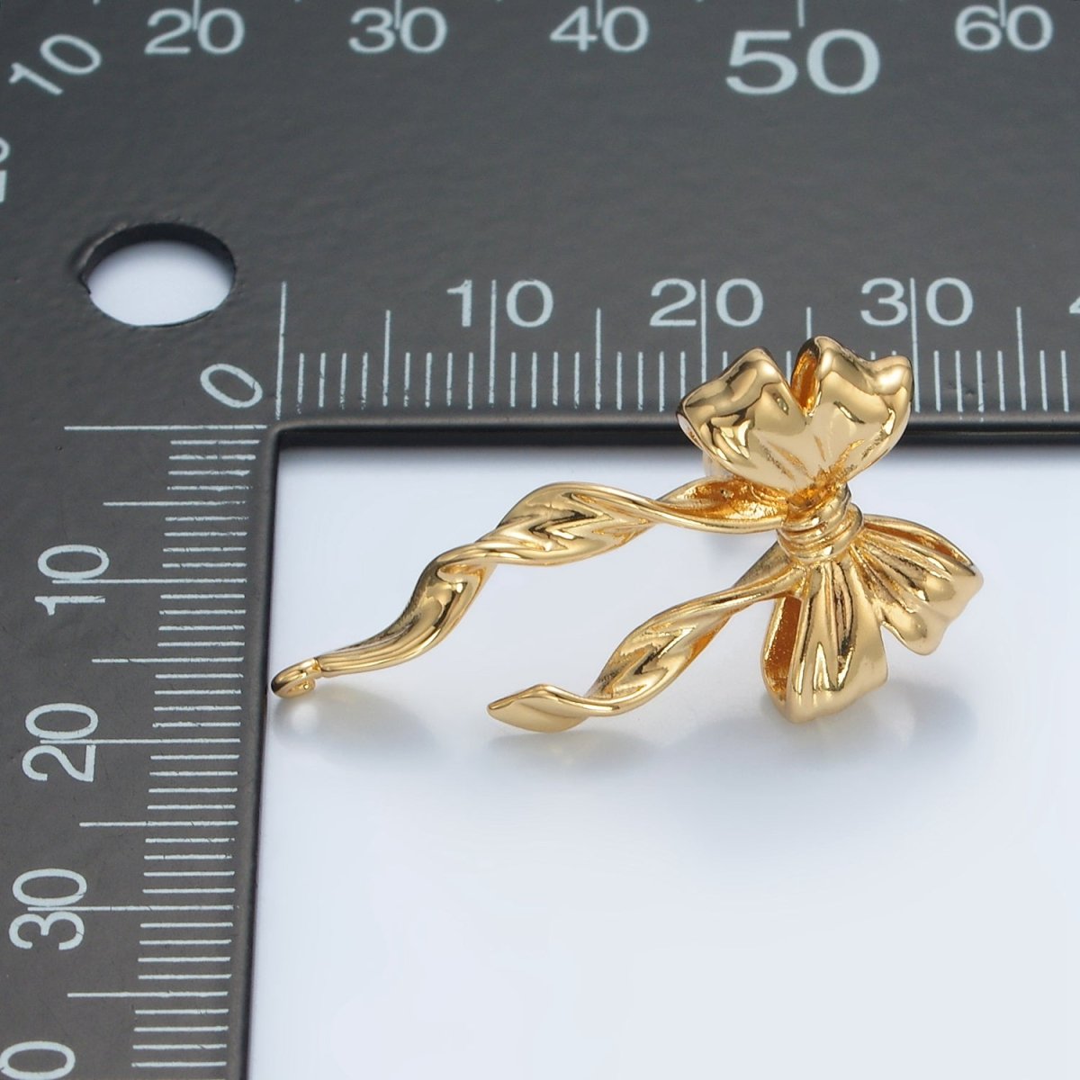 24K Gold Filled Ribbon Bow Open Loop Drop Stud Earring Findings | Z885