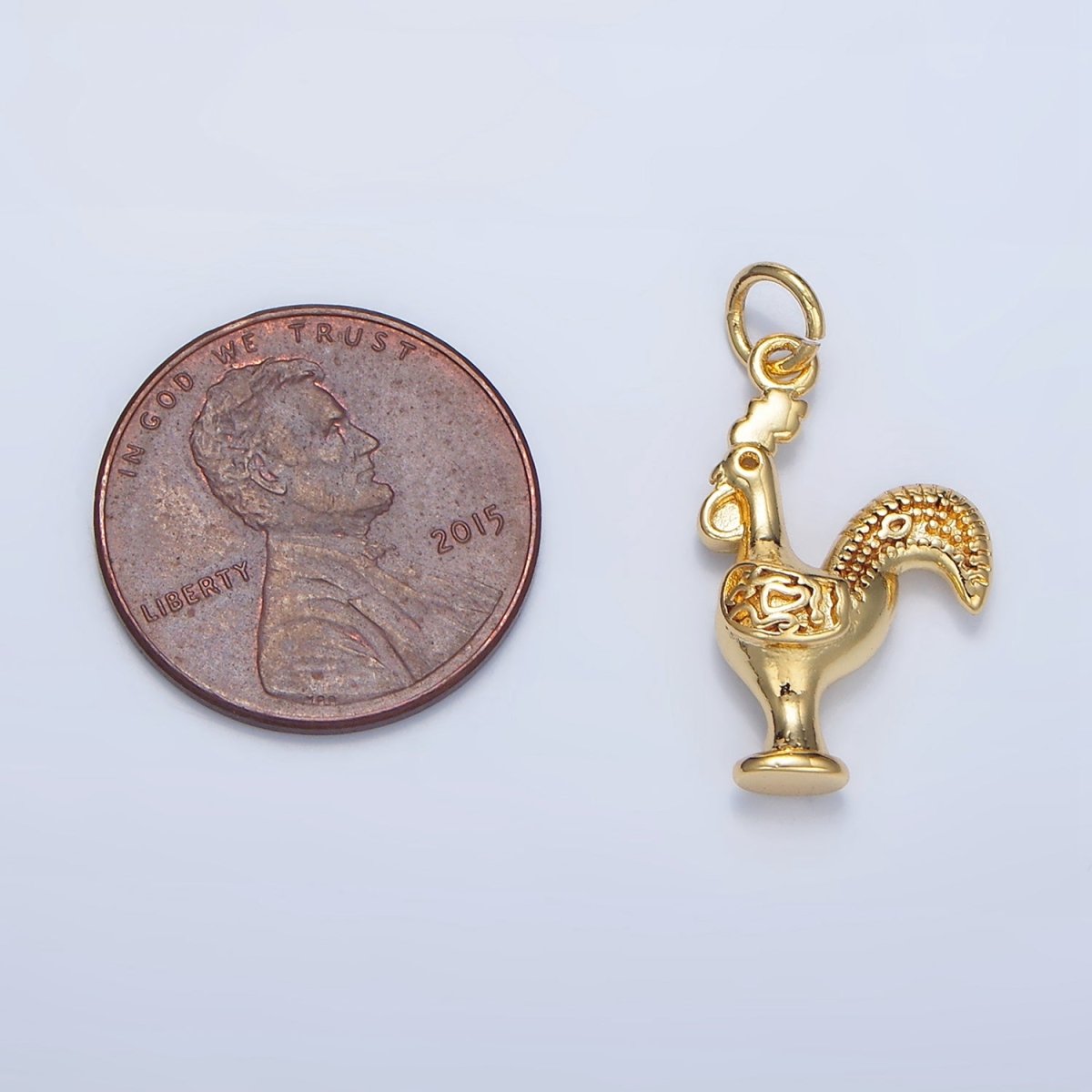 24K Gold Filled Rooster Chicken Artisan Animal Charm | X864