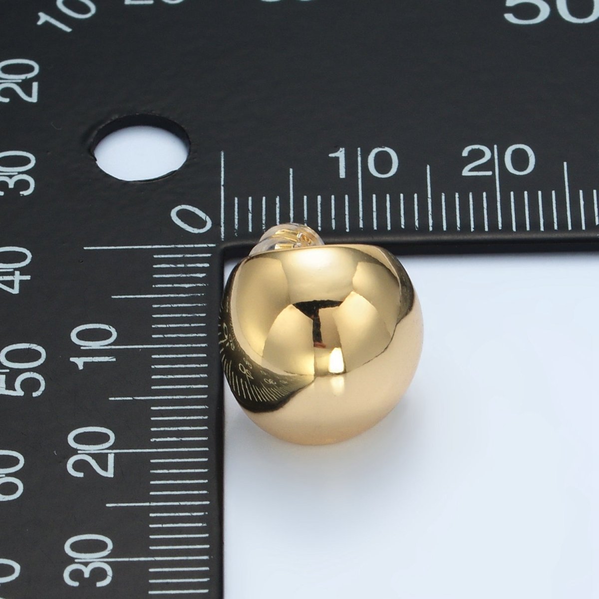 24K Gold Filled Round Dome Mini Stud Earrings | AD632