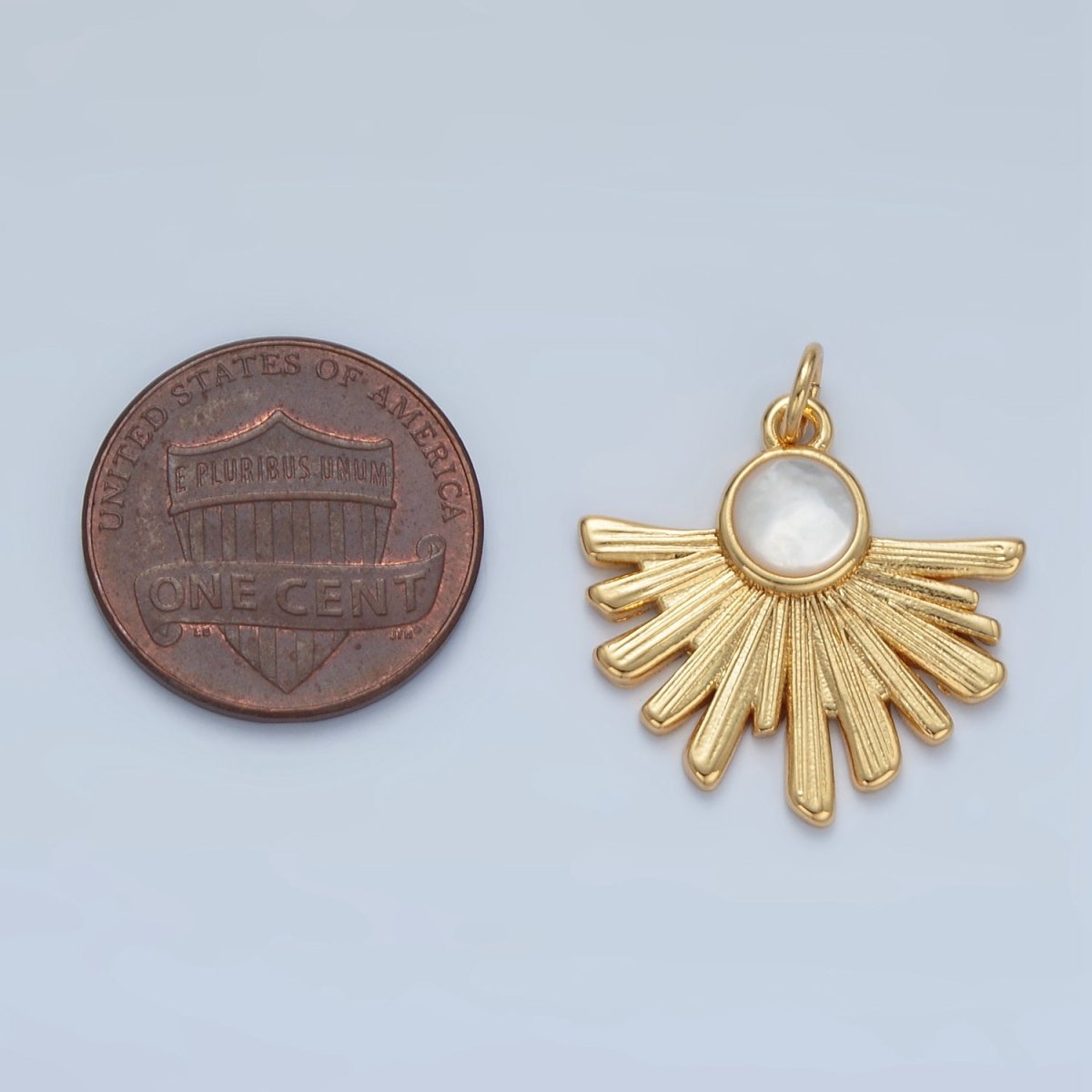 24K Gold Filled Shell Pearl Celestial Sunburst Ray Charm | X302