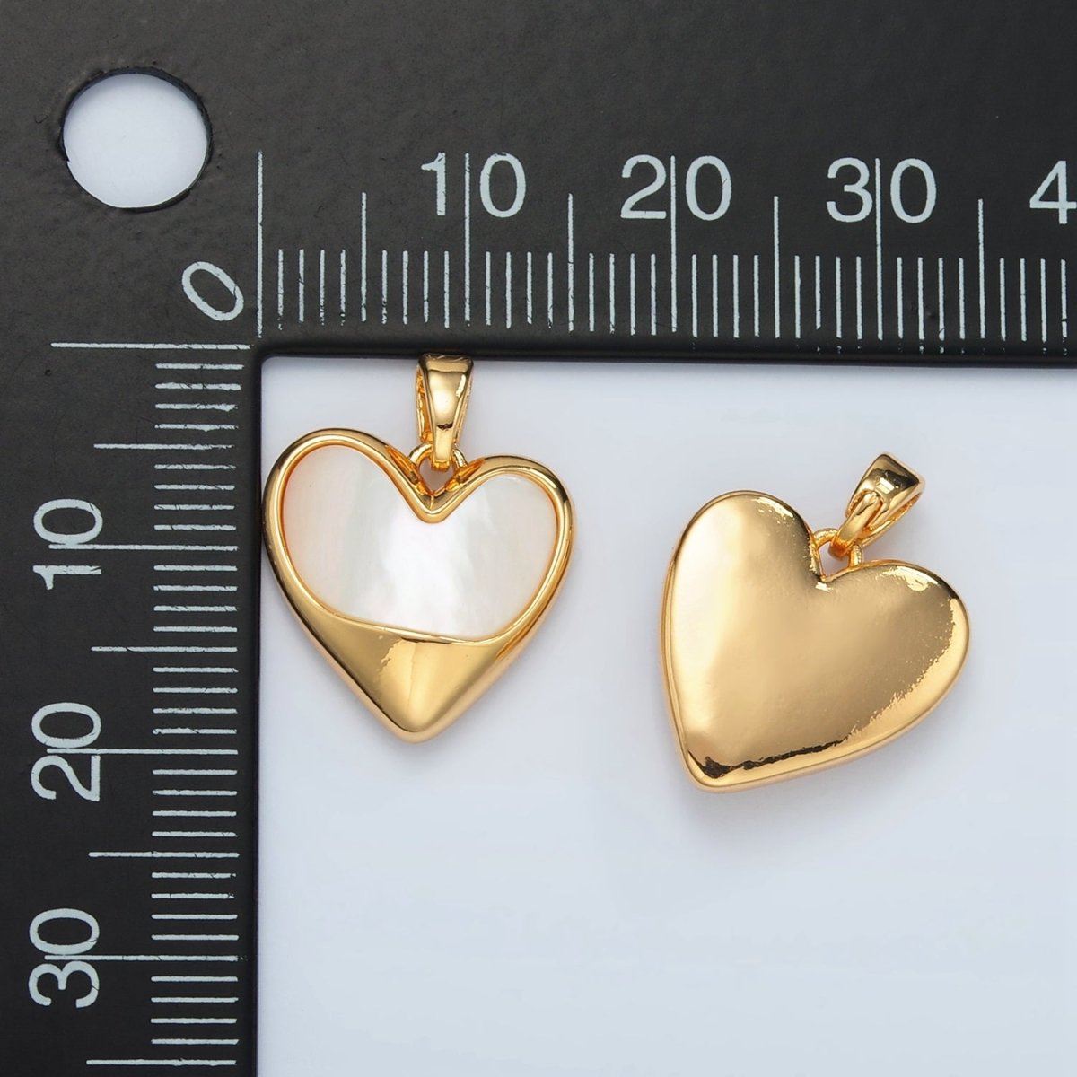 24K Gold Filled Shell Pearl Heart Bezel Pendant | H498