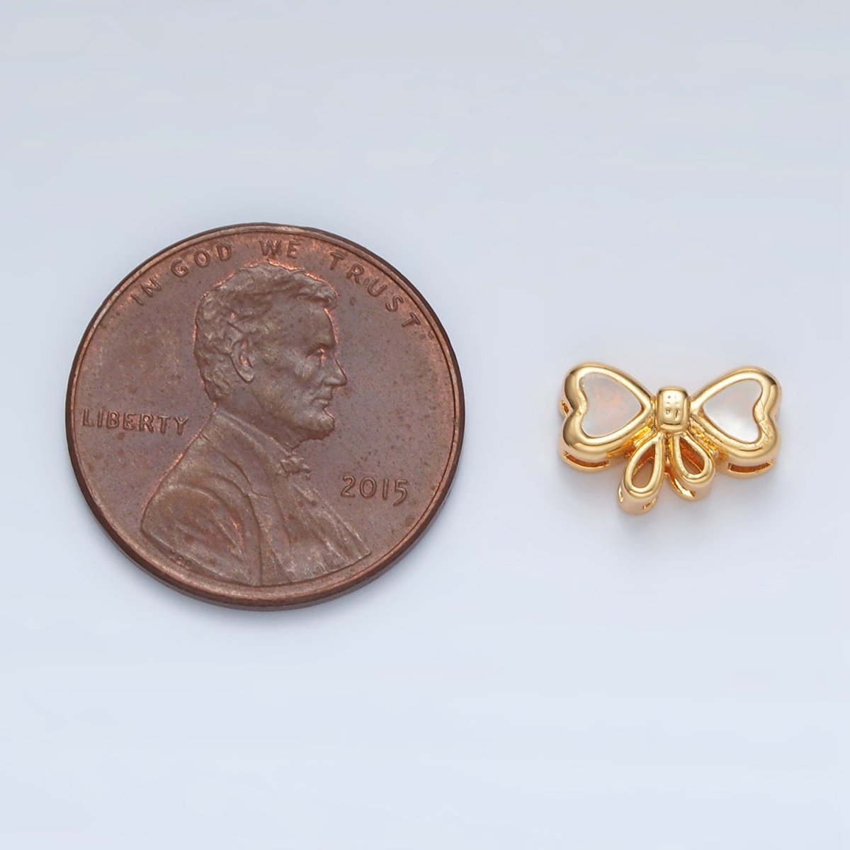 24K Gold Filled Shell Pearl Ribbon Bow Bead | B382