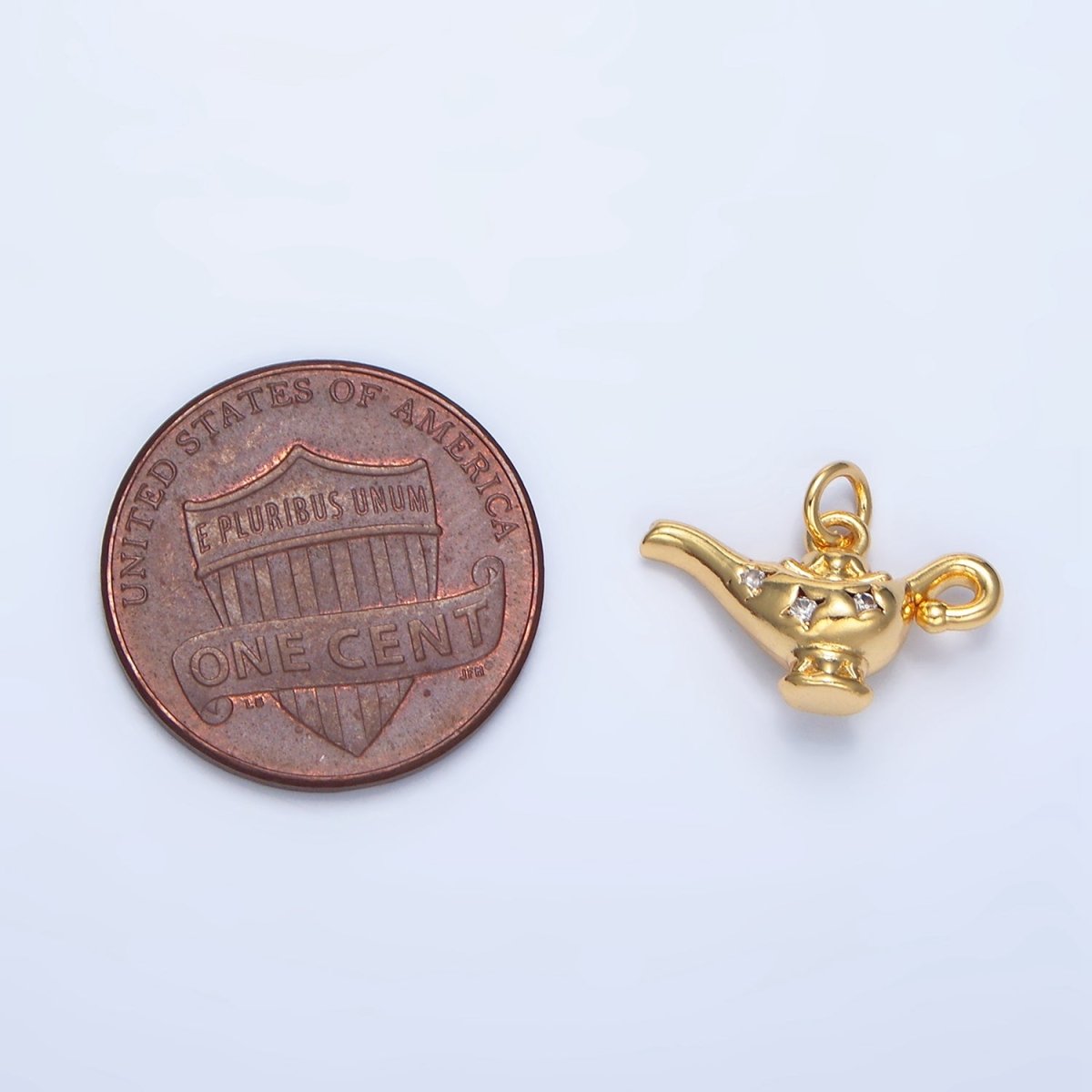 24K Gold Filled Triple CZ Celestial Star Genie Lamp Multidimensional Charm | X893