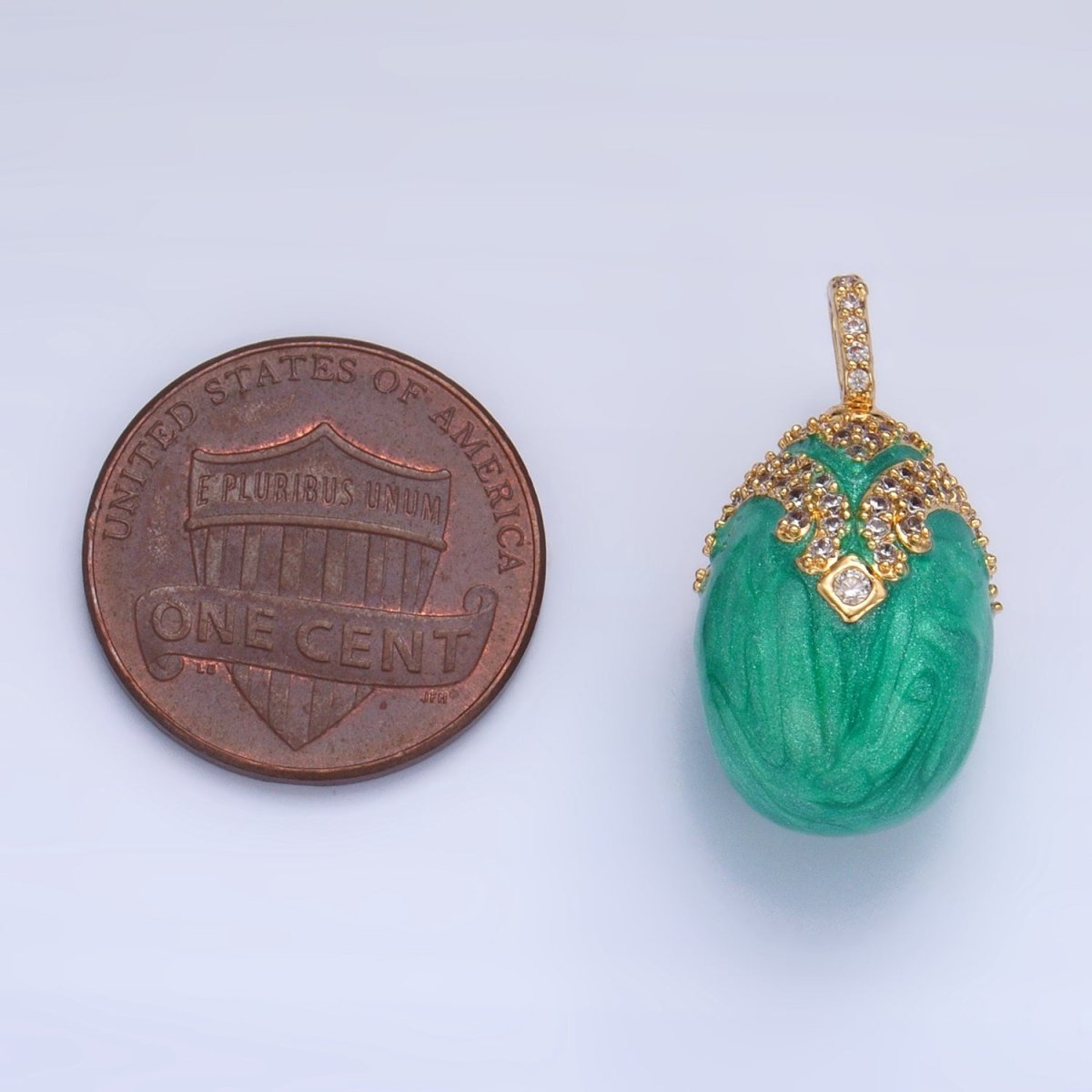 24K Gold Filled Turquoise Enamel Micro Paved CZ Solitaire Pendant | AA1015