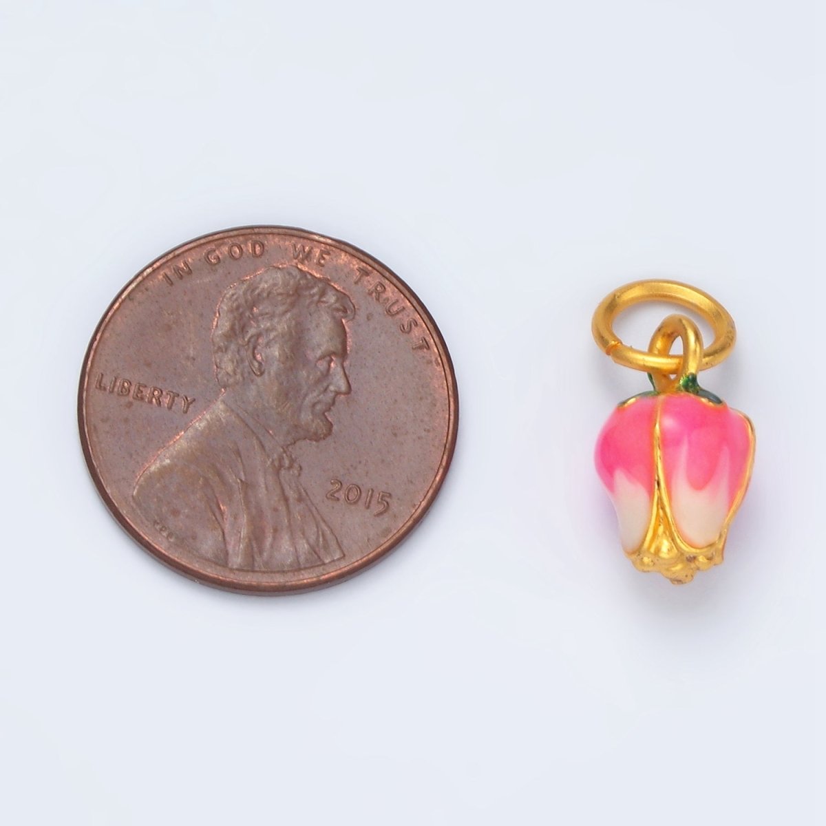 24K Gold Filled Mini Tulip Flower Enamel Charm | M154