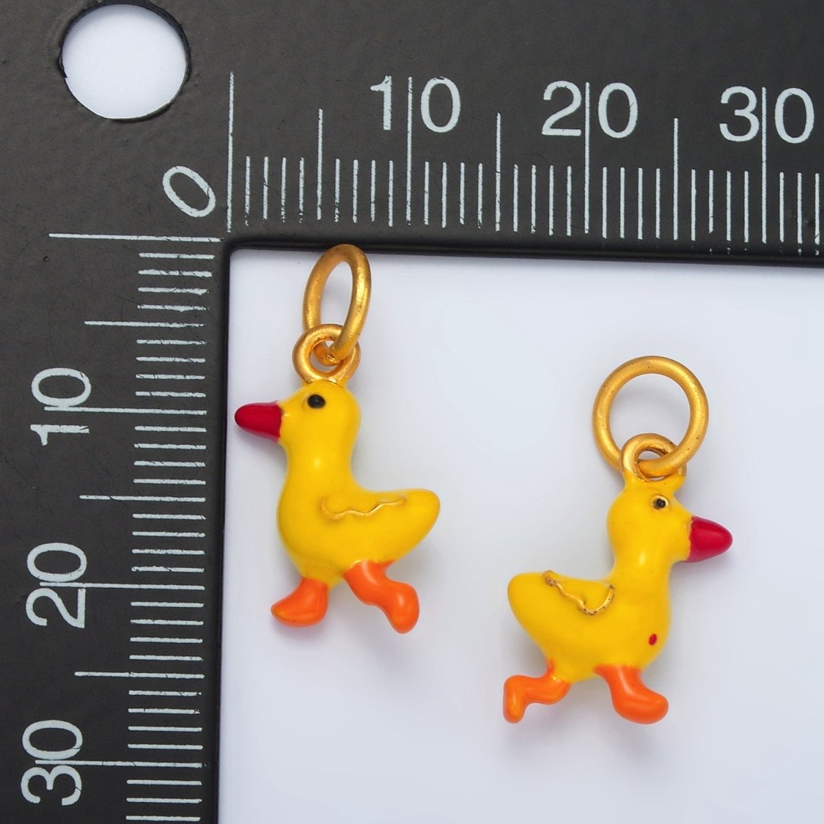 24K Gold Filled Walking Yellow Duck Enamel Charm | M145