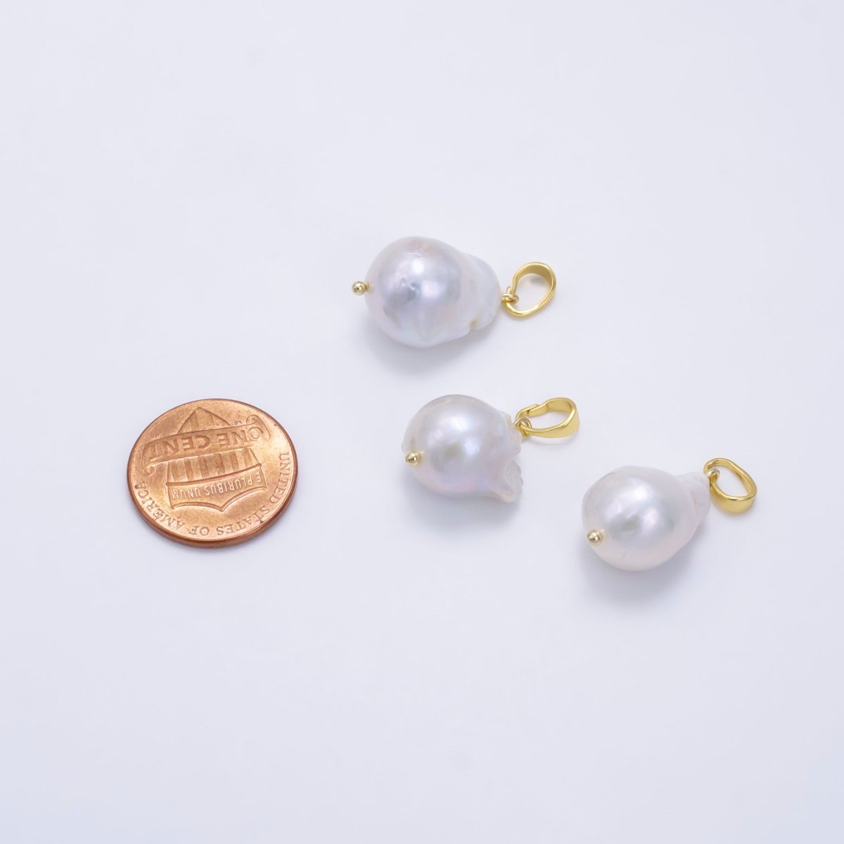 24K Gold Filled White Baroque Freshwater Pearl Pendant | P1885
