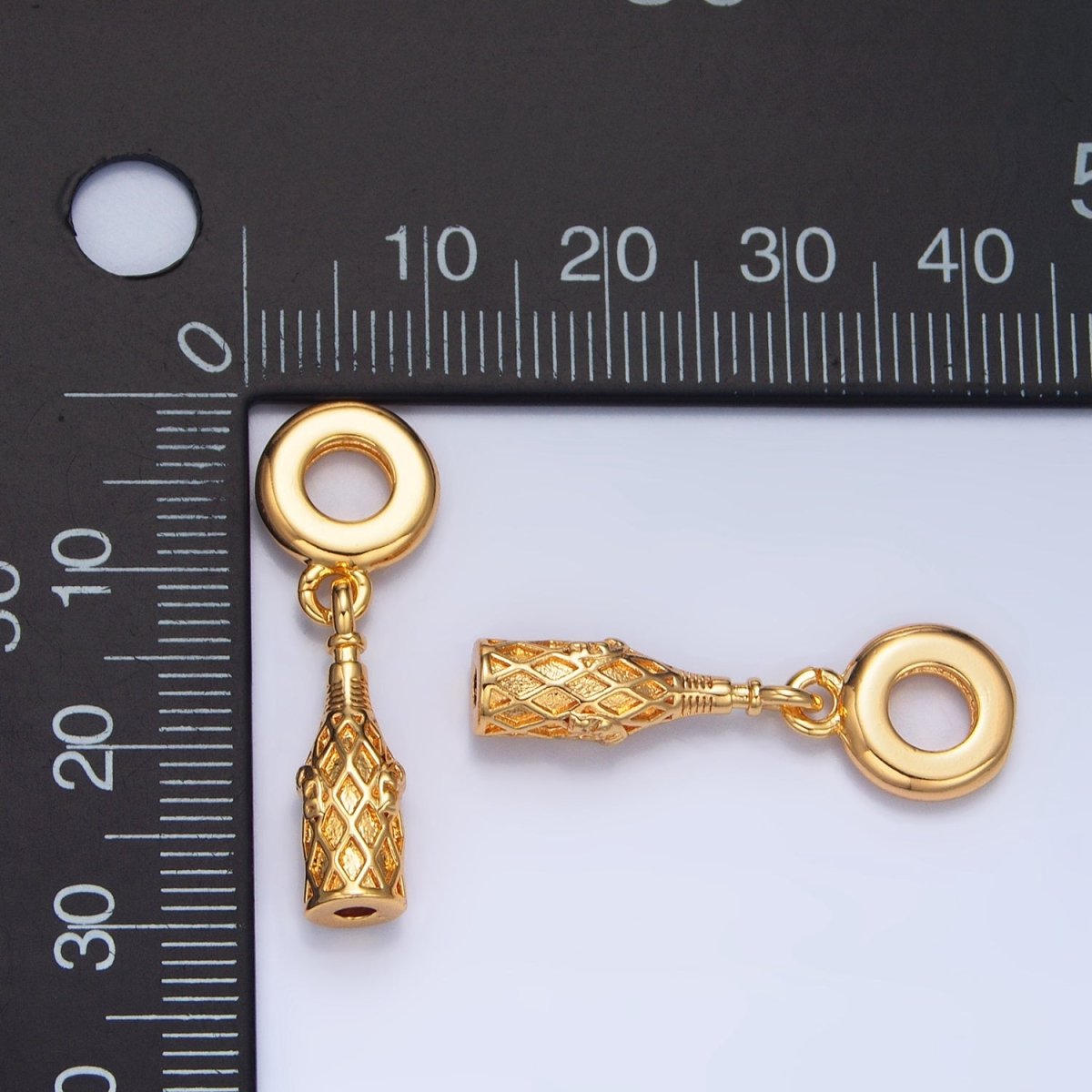 24K Gold Filled Wine Alcohol Drink Bottle Drop Rhondelle Bail Pendant | X782