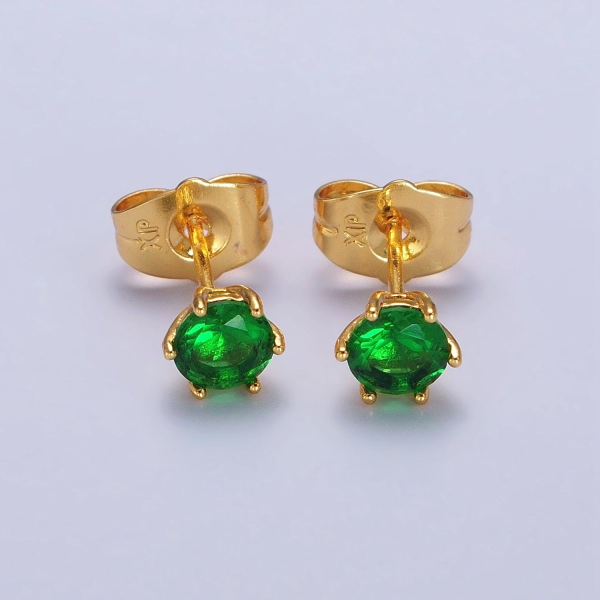 4mm, 6mm, 7mm, 8mm Clear Round CZ Gold Stud Minimalist Earrings | AB106 AB089 - AB091