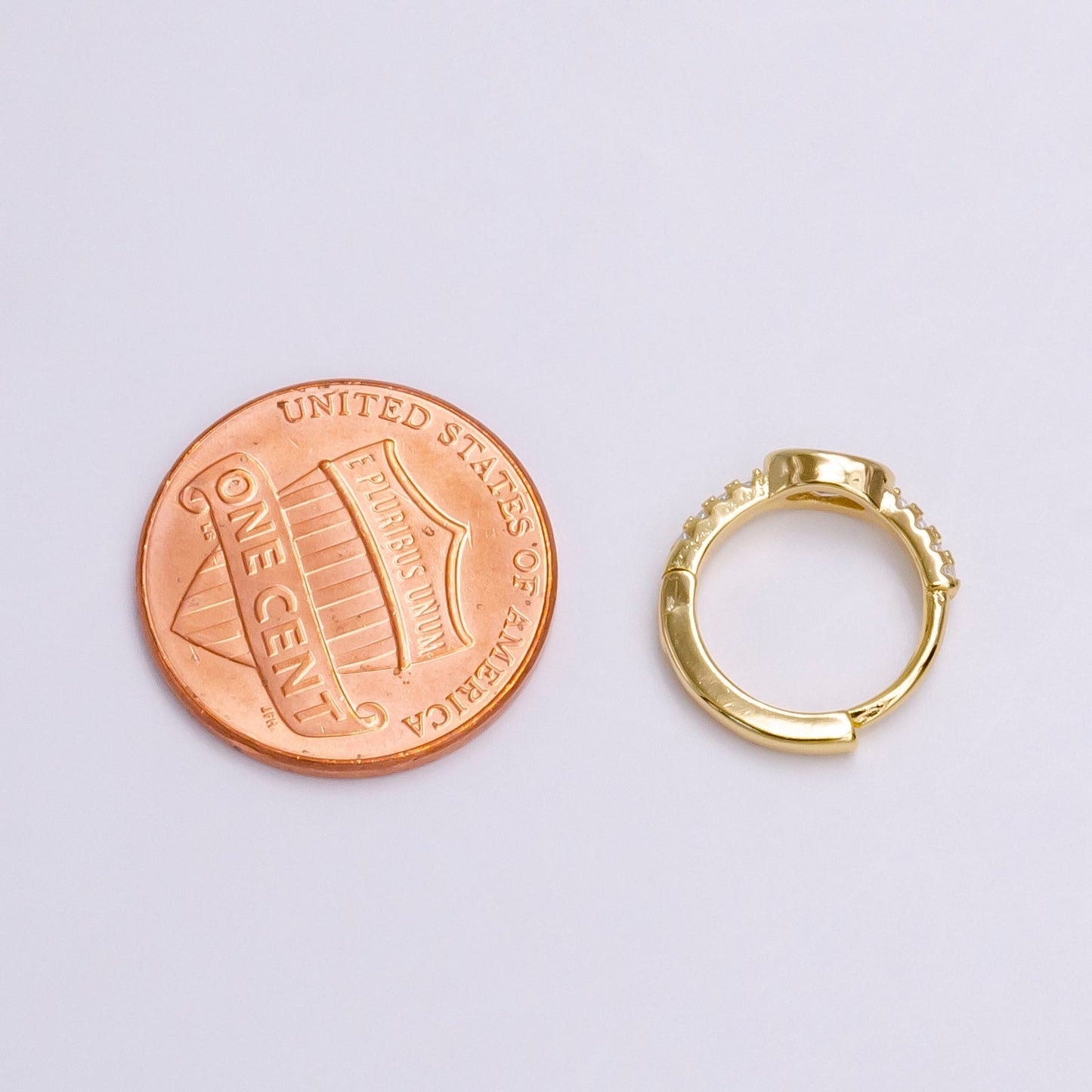16K Gold Filled Oval Micro Paved CZ 13mm Cartilage Huggie Earring in Gold & Silver | AE777 AE778