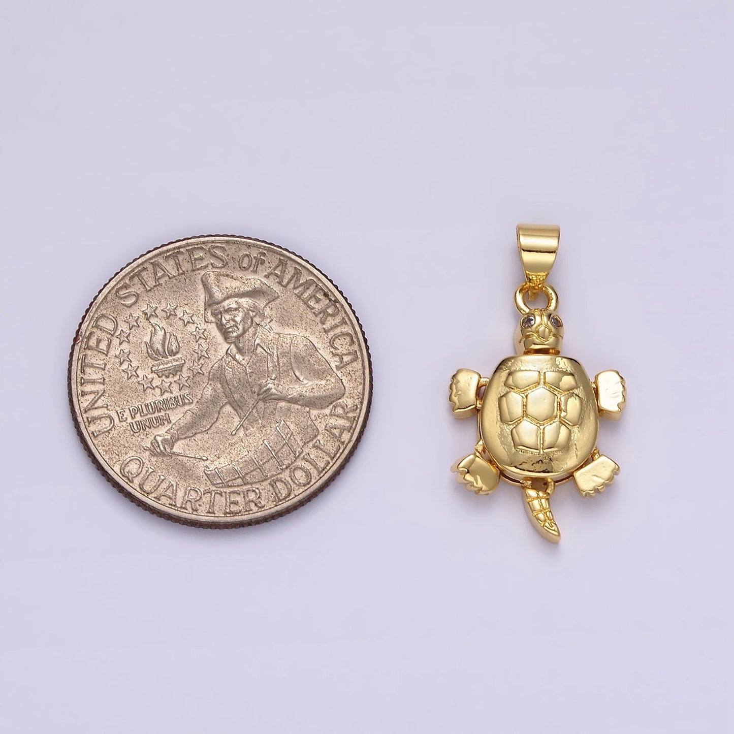 14K Gold Filled CZ Eye Turtle Tortoise Ocean Animal Pendant | N1910