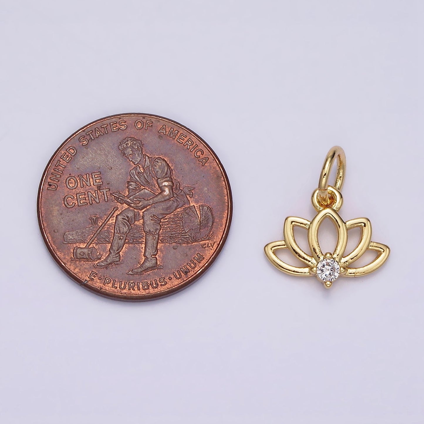 16K Gold Filled Clear CZ Open Lotus Flower Add-On Charm | N-977